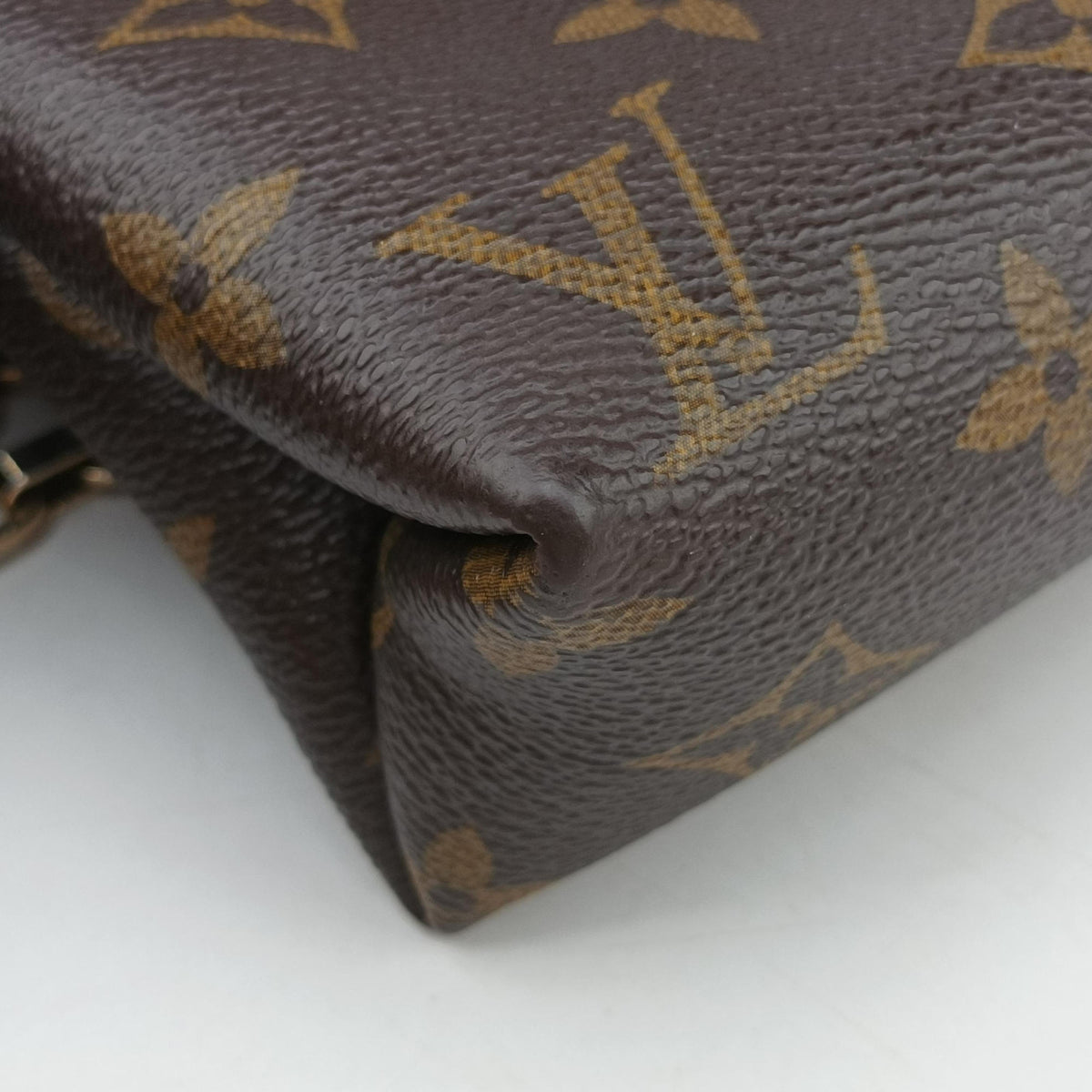 Pre-owned Louis Vuitton PALLAS Chain Brown×CERISE Monogram Canvas×calf leather M41201 shoulderbag | stylenewstar