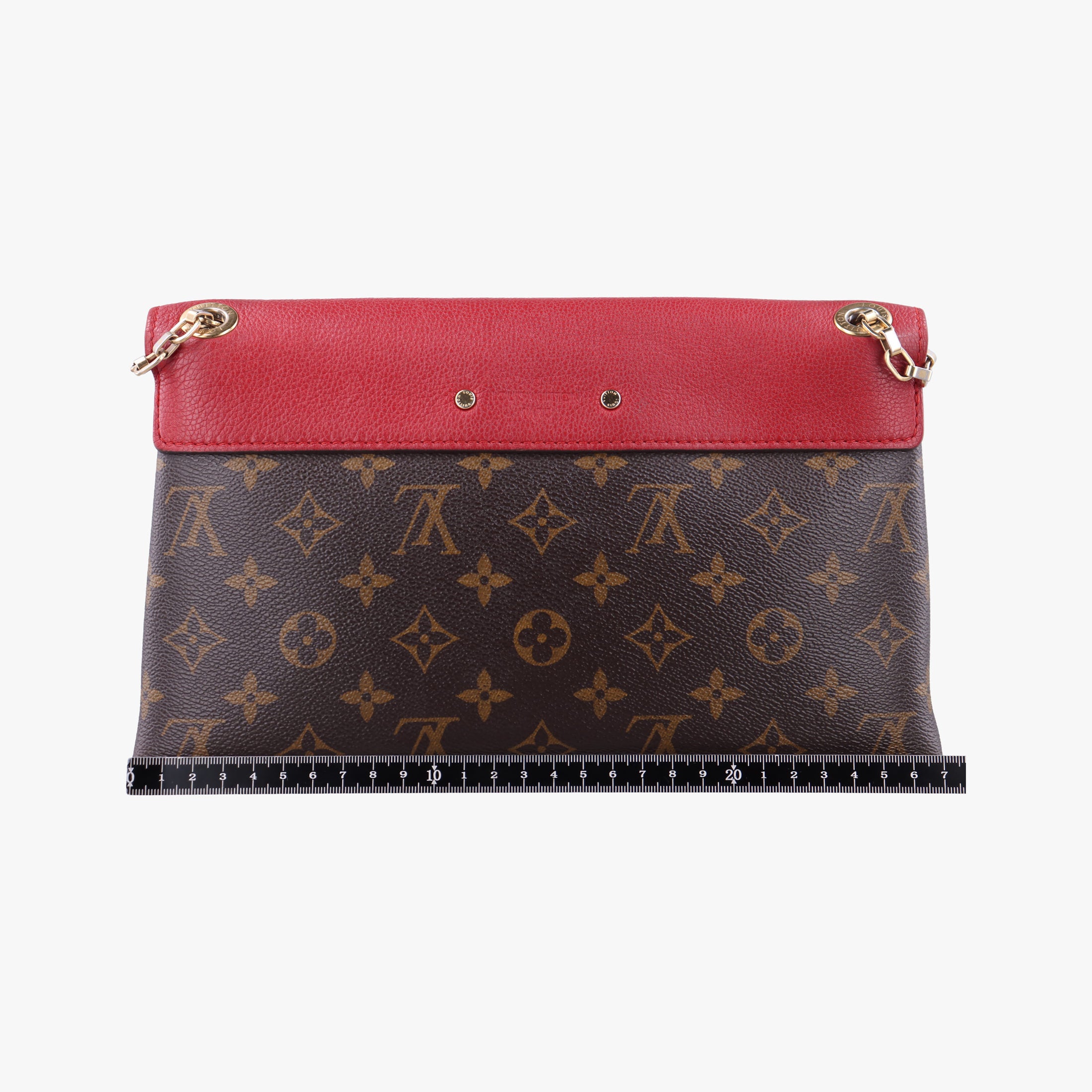Pre-owned Louis Vuitton PALLAS Chain Brown×CERISE Monogram Canvas×calf leather M41201 shoulderbag | stylenewstar