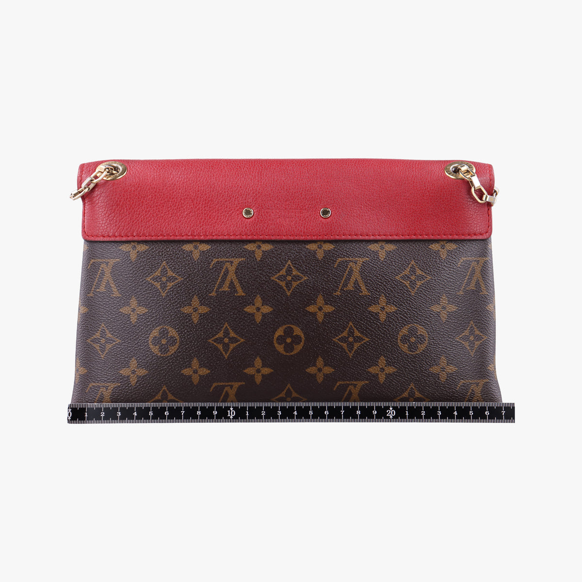 Pre-owned Louis Vuitton PALLAS Chain Brown×CERISE Monogram Canvas×calf leather M41201 shoulderbag | stylenewstar