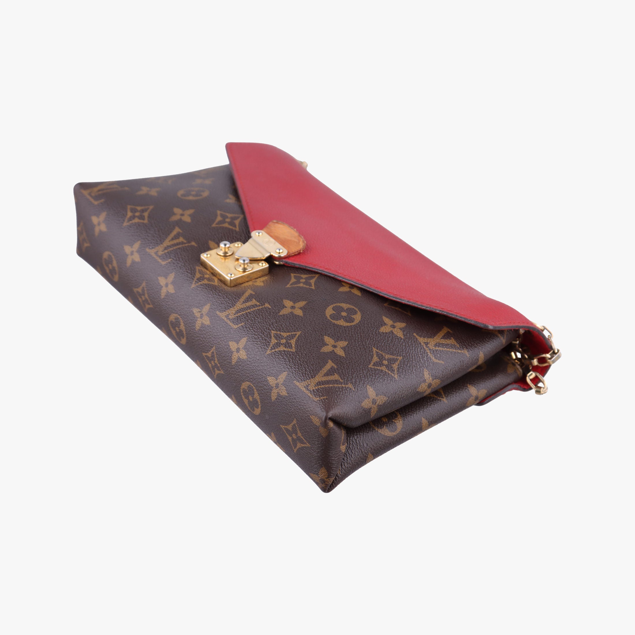 Pre-owned Louis Vuitton PALLAS Chain Brown×CERISE Monogram Canvas×calf leather M41201 shoulderbag | stylenewstar
