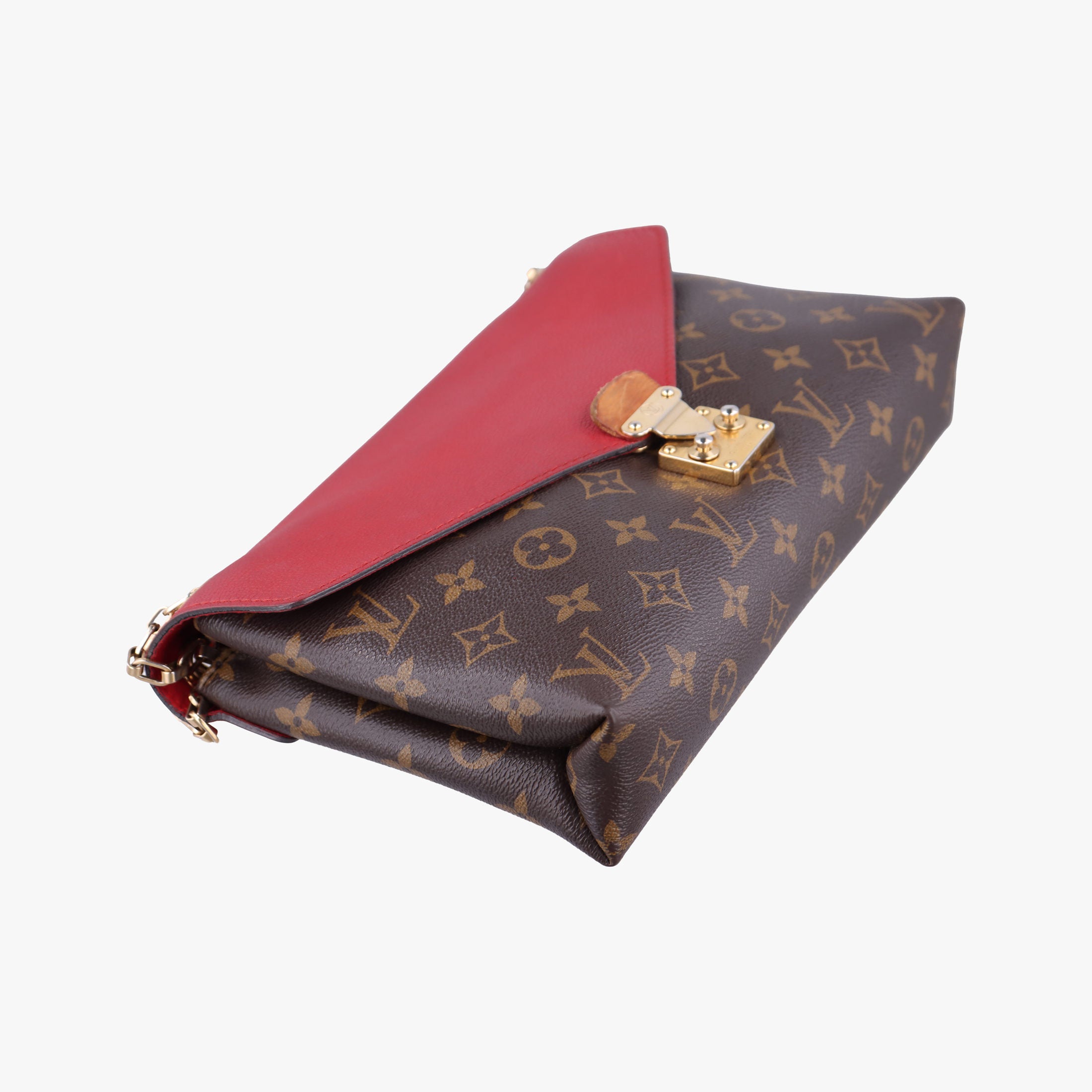 Pre-owned Louis Vuitton PALLAS Chain Brown×CERISE Monogram Canvas×calf leather M41201 shoulderbag | stylenewstar