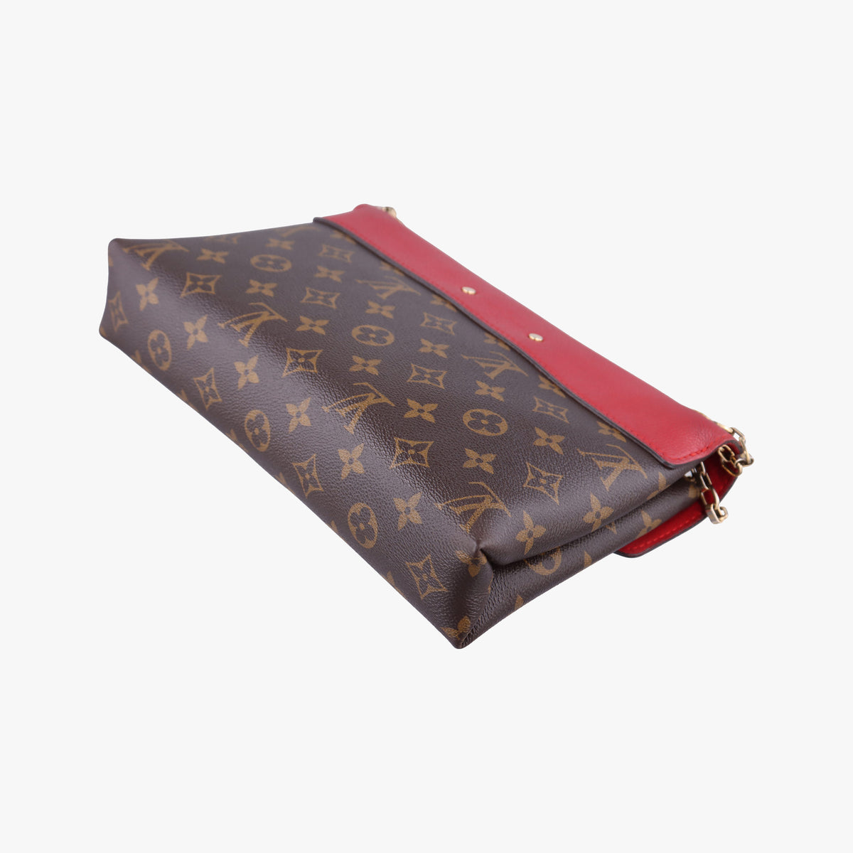 Pre-owned Louis Vuitton PALLAS Chain Brown×CERISE Monogram Canvas×calf leather M41201 shoulderbag | stylenewstar