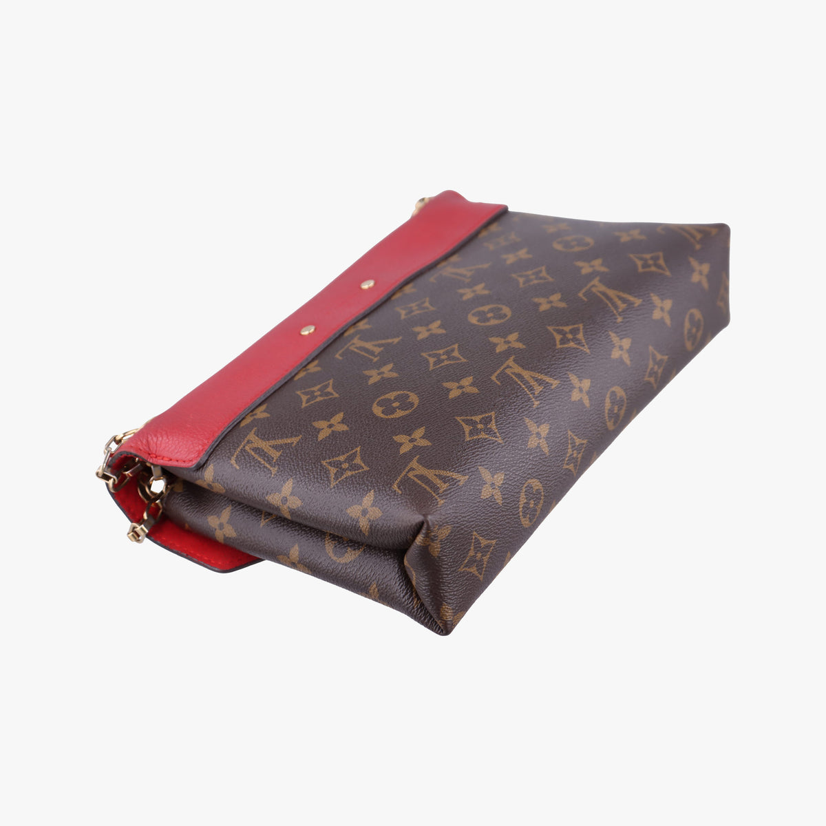 Pre-owned Louis Vuitton PALLAS Chain Brown×CERISE Monogram Canvas×calf leather M41201 shoulderbag | stylenewstar