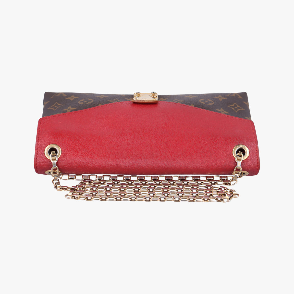 Pre-owned Louis Vuitton PALLAS Chain Brown×CERISE Monogram Canvas×calf leather M41201 shoulderbag | stylenewstar
