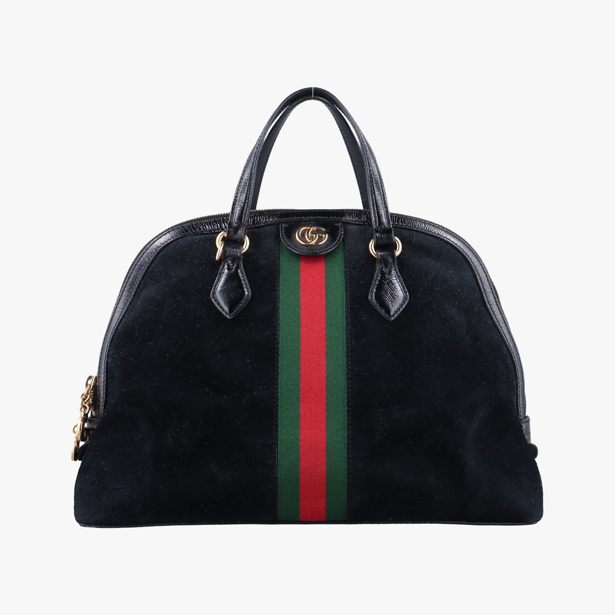 Pre-owned Gucci Ophidia Black×Green×Red Suede×leather 524533 handbag | stylenewstar