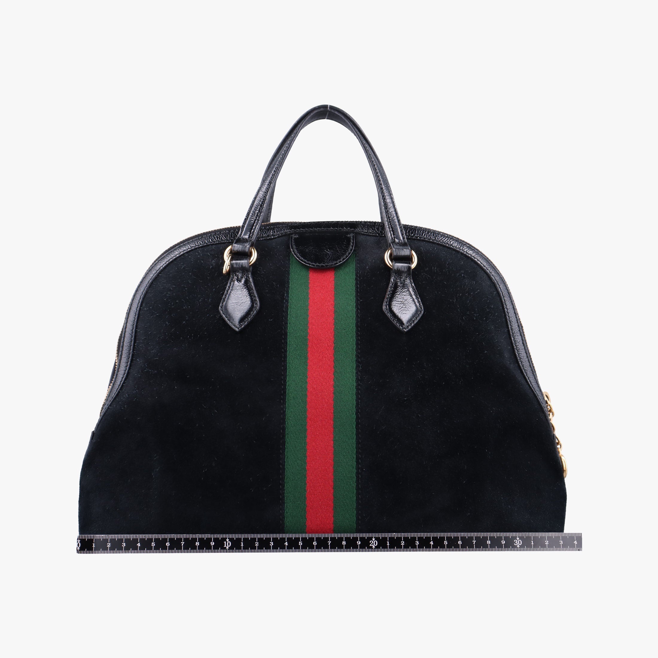 Pre-owned Gucci Ophidia Black×Green×Red Suede×leather 524533 handbag | stylenewstar