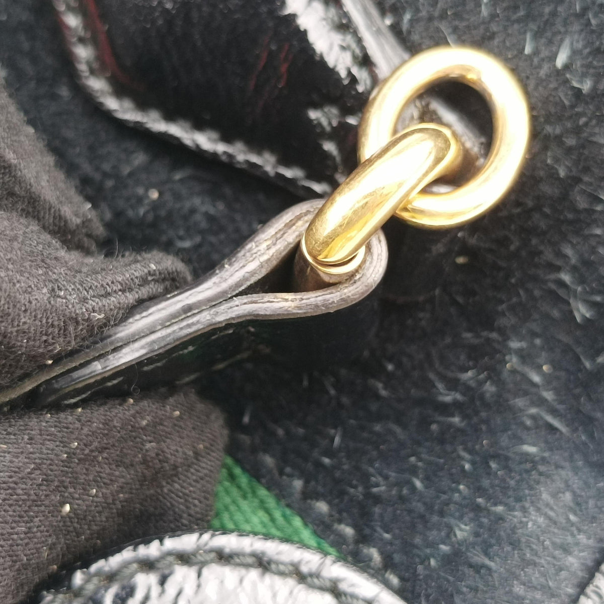 Pre-owned Gucci Ophidia Black×Green×Red Suede×leather 524533 handbag | stylenewstar