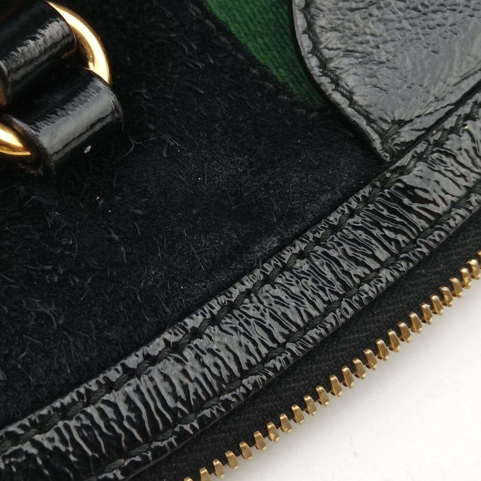 Pre-owned Gucci Ophidia Black×Green×Red Suede×leather 524533 handbag | stylenewstar
