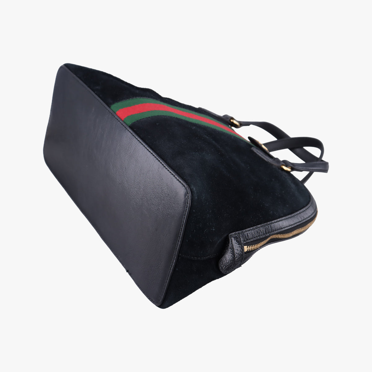 Pre-owned Gucci Ophidia Black×Green×Red Suede×leather 524533 handbag | stylenewstar