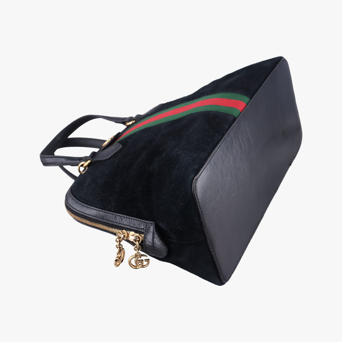 Pre-owned Gucci Ophidia Black×Green×Red Suede×leather 524533 handbag | stylenewstar