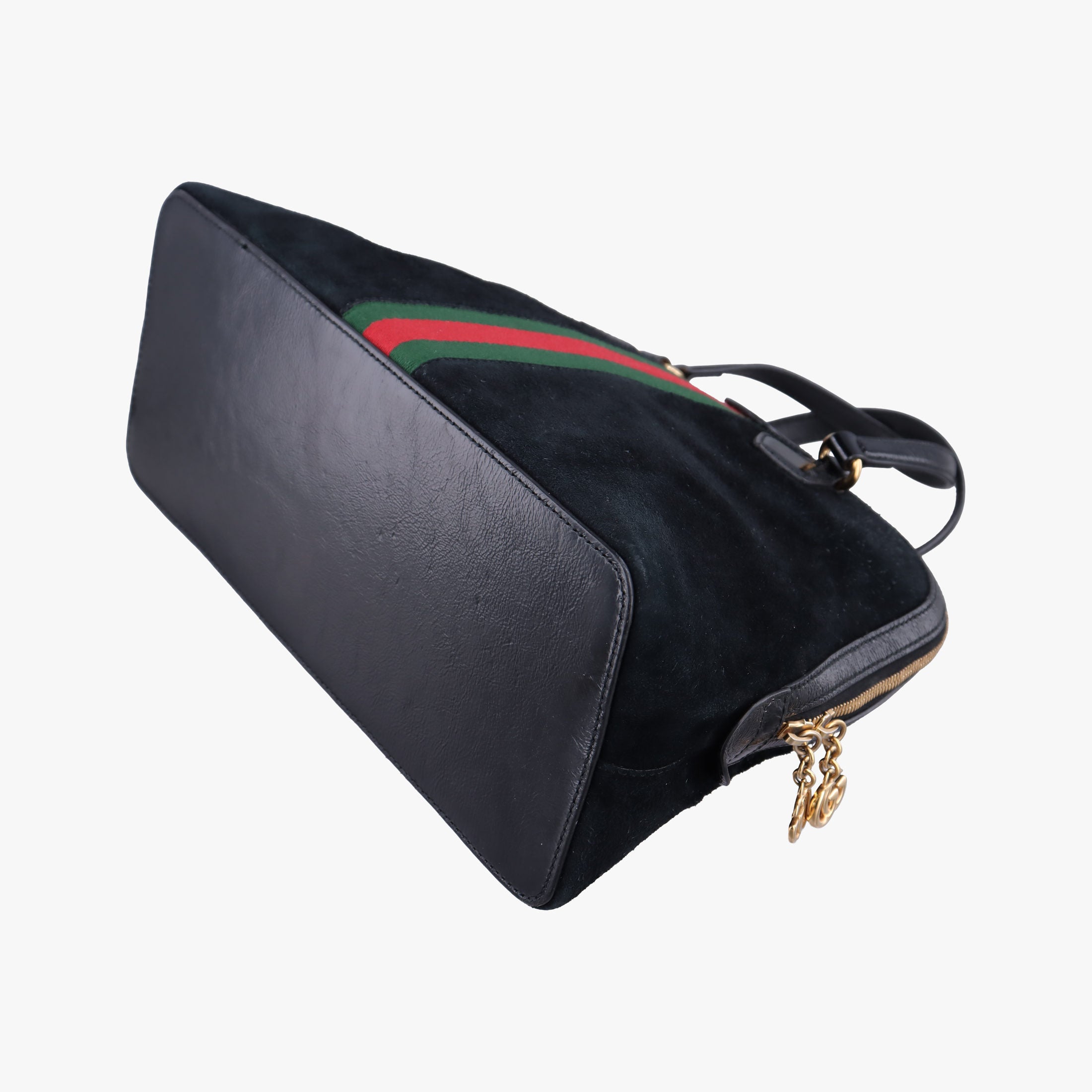 Pre-owned Gucci Ophidia Black×Green×Red Suede×leather 524533 handbag | stylenewstar