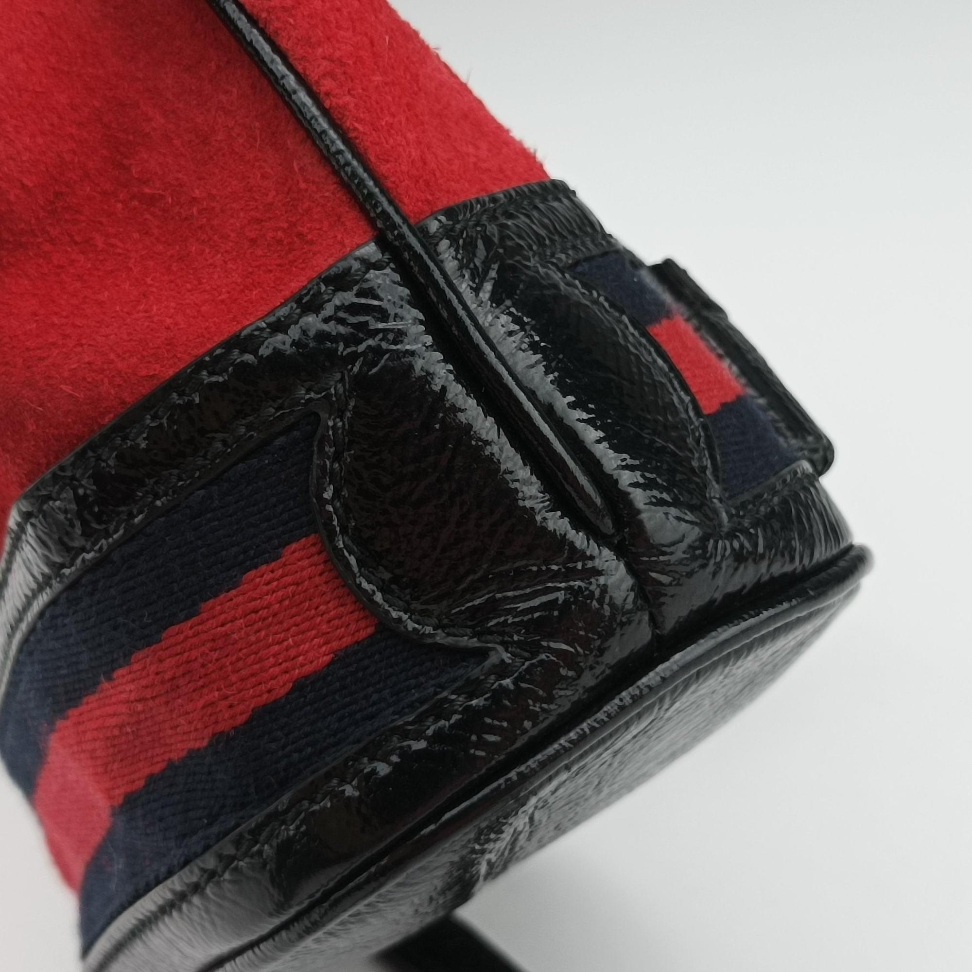 Vintage Gucci Ophidia Red×black Suede×Patent 550620 shoulderbag | stylenewstar