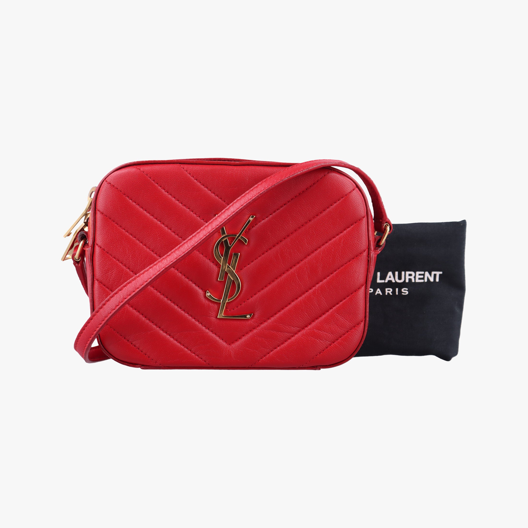 Pre-owned Yves Saint Laurent LOU camera Red Leather 395793 shoulderbag | stylenewstar