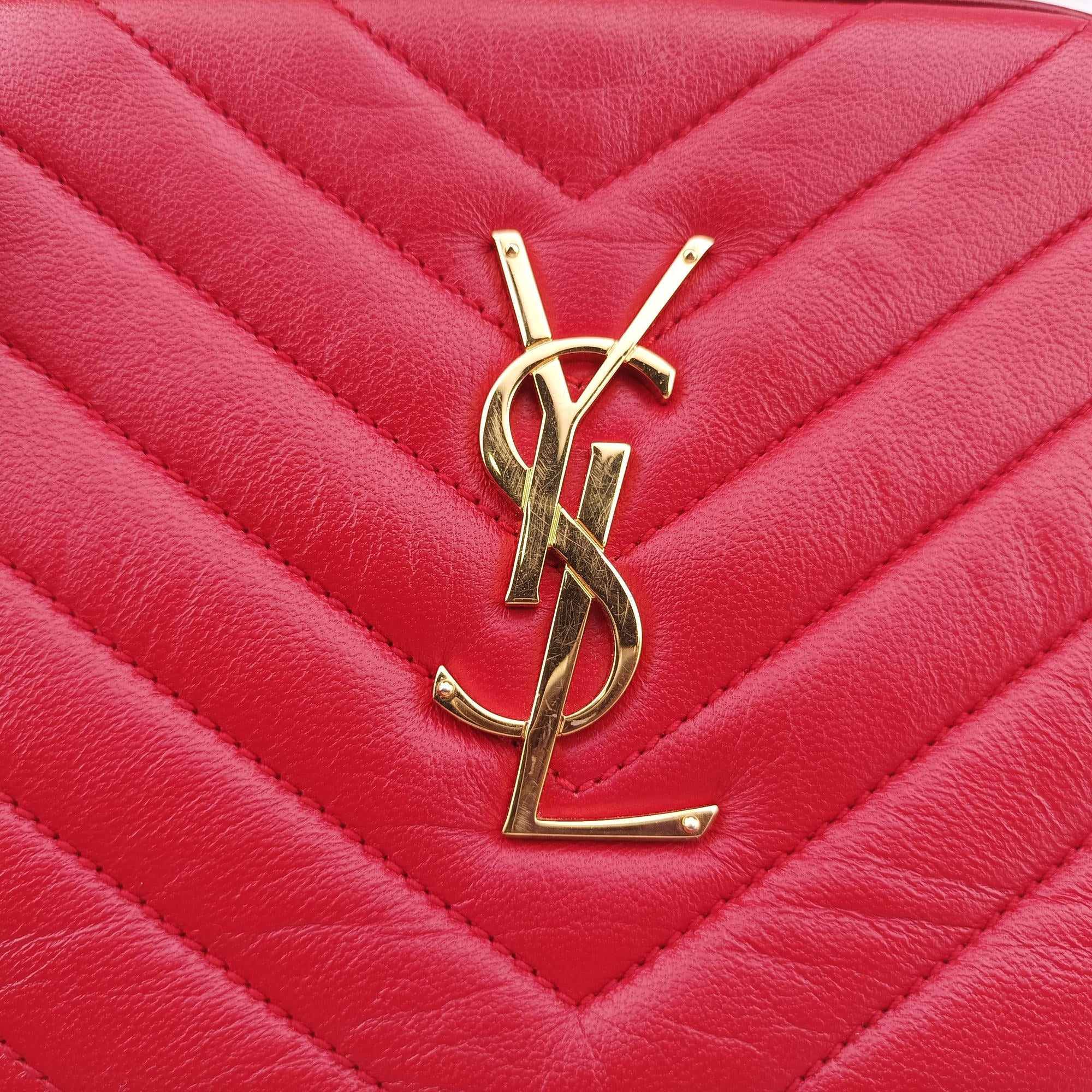 Pre-owned Yves Saint Laurent LOU camera Red Leather 395793 shoulderbag | stylenewstar