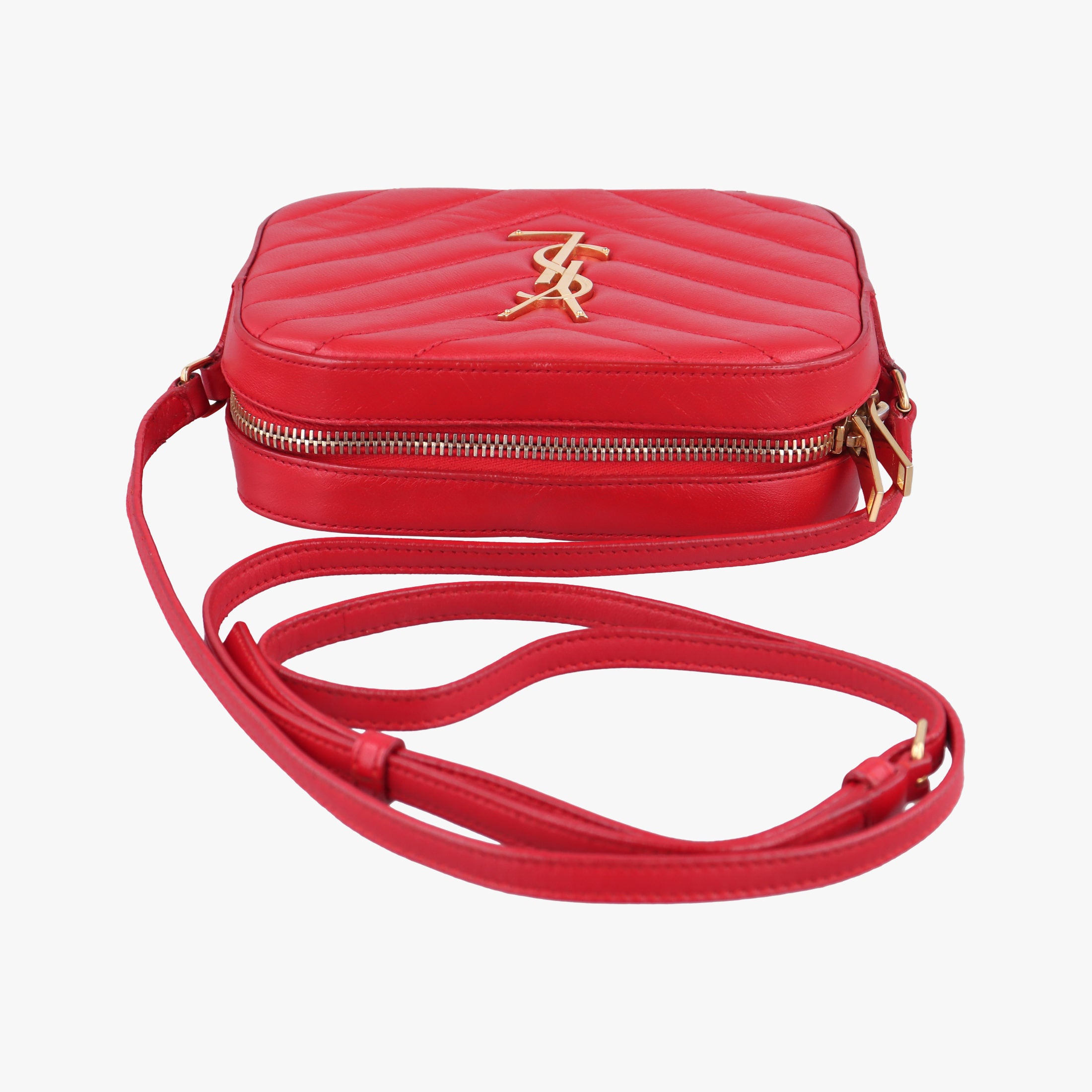 Pre-owned Yves Saint Laurent LOU camera Red Leather 395793 shoulderbag | stylenewstar