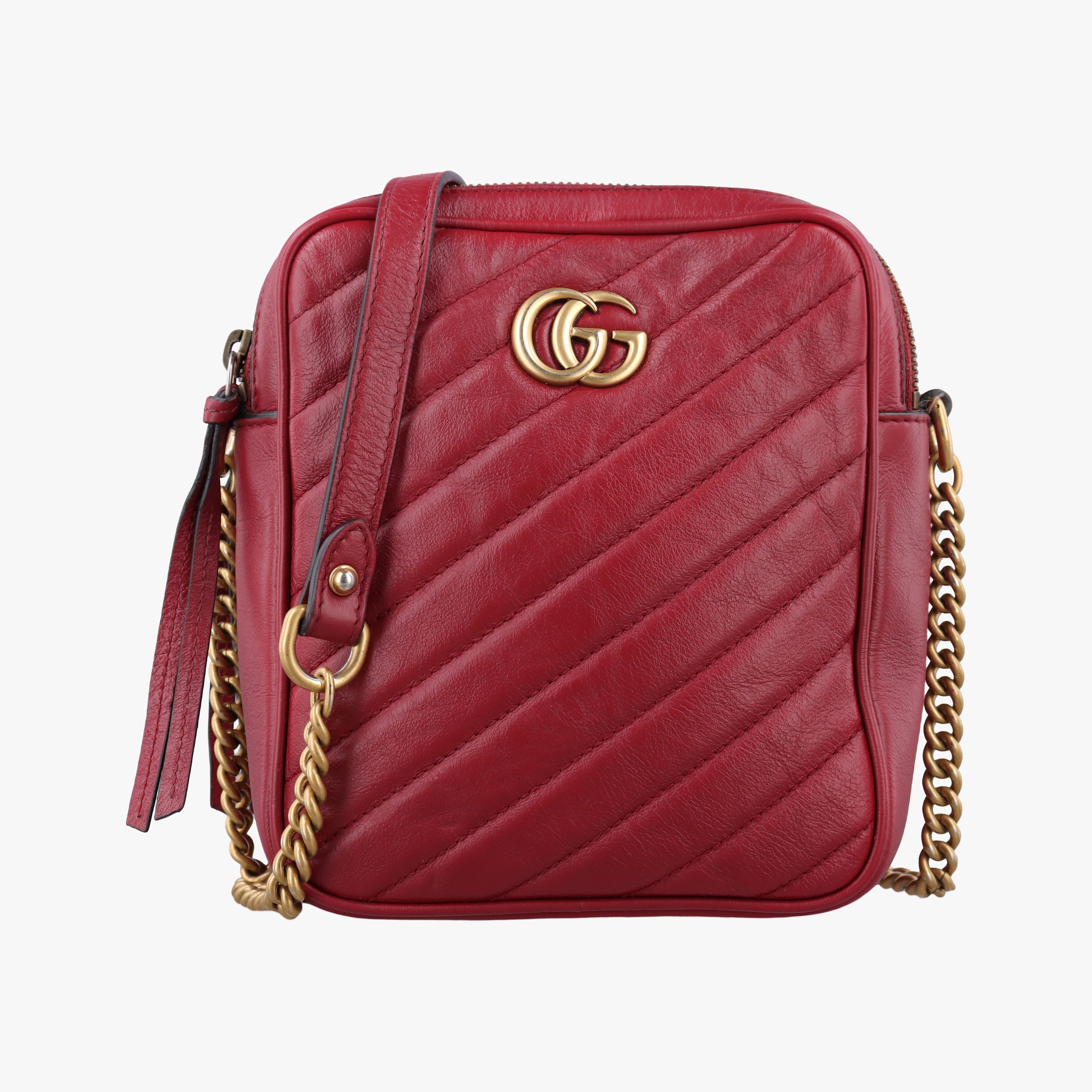 Secondhand Gucci GG Marmont Red Leather 550155 shoulderbag | stylenewstar