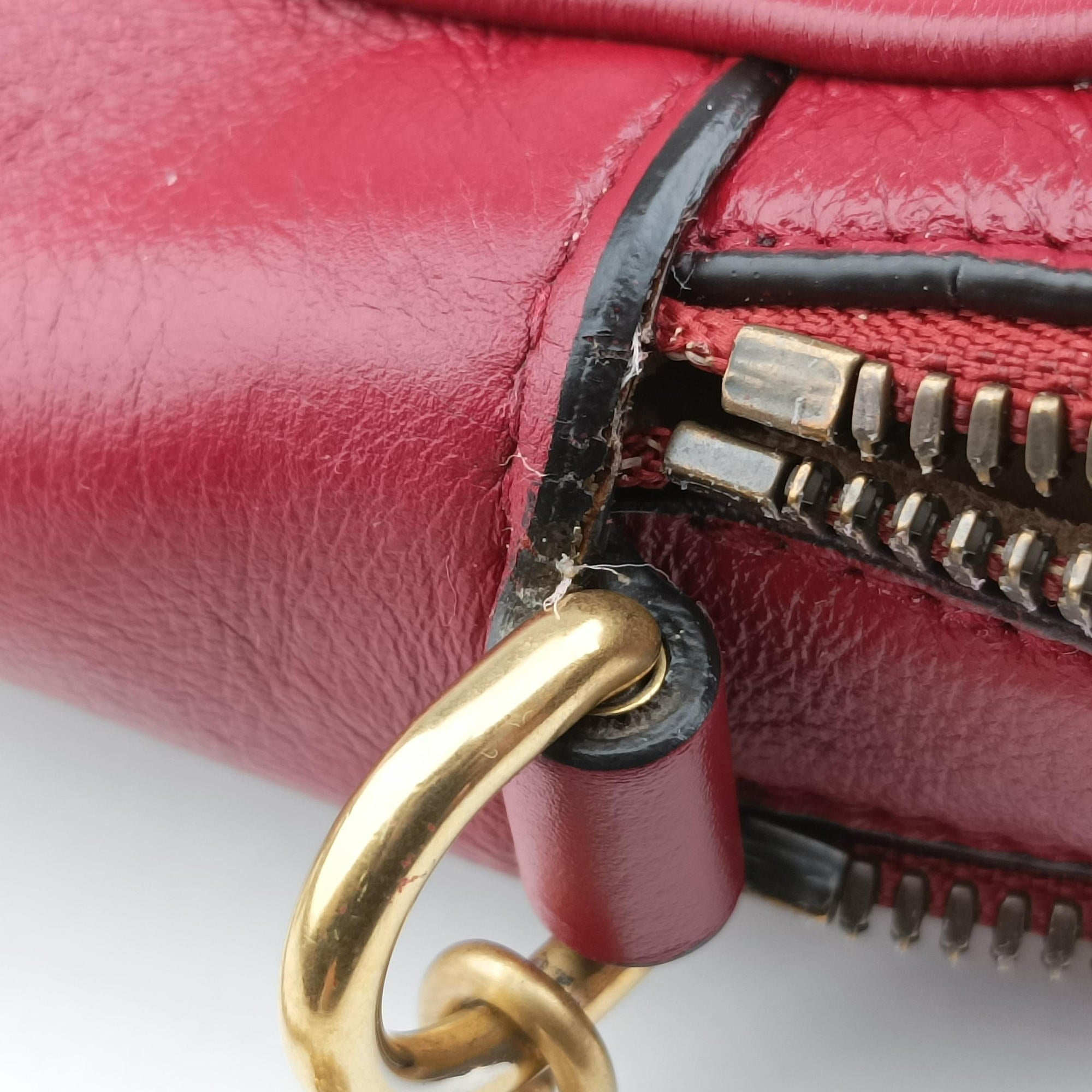 Secondhand Gucci GG Marmont Red Leather 550155 shoulderbag | stylenewstar