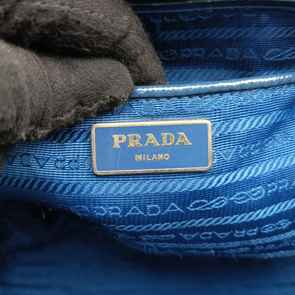 Pre-owned Prada Parabole Tote Blue Patent BN2411 handbag | stylenewstar