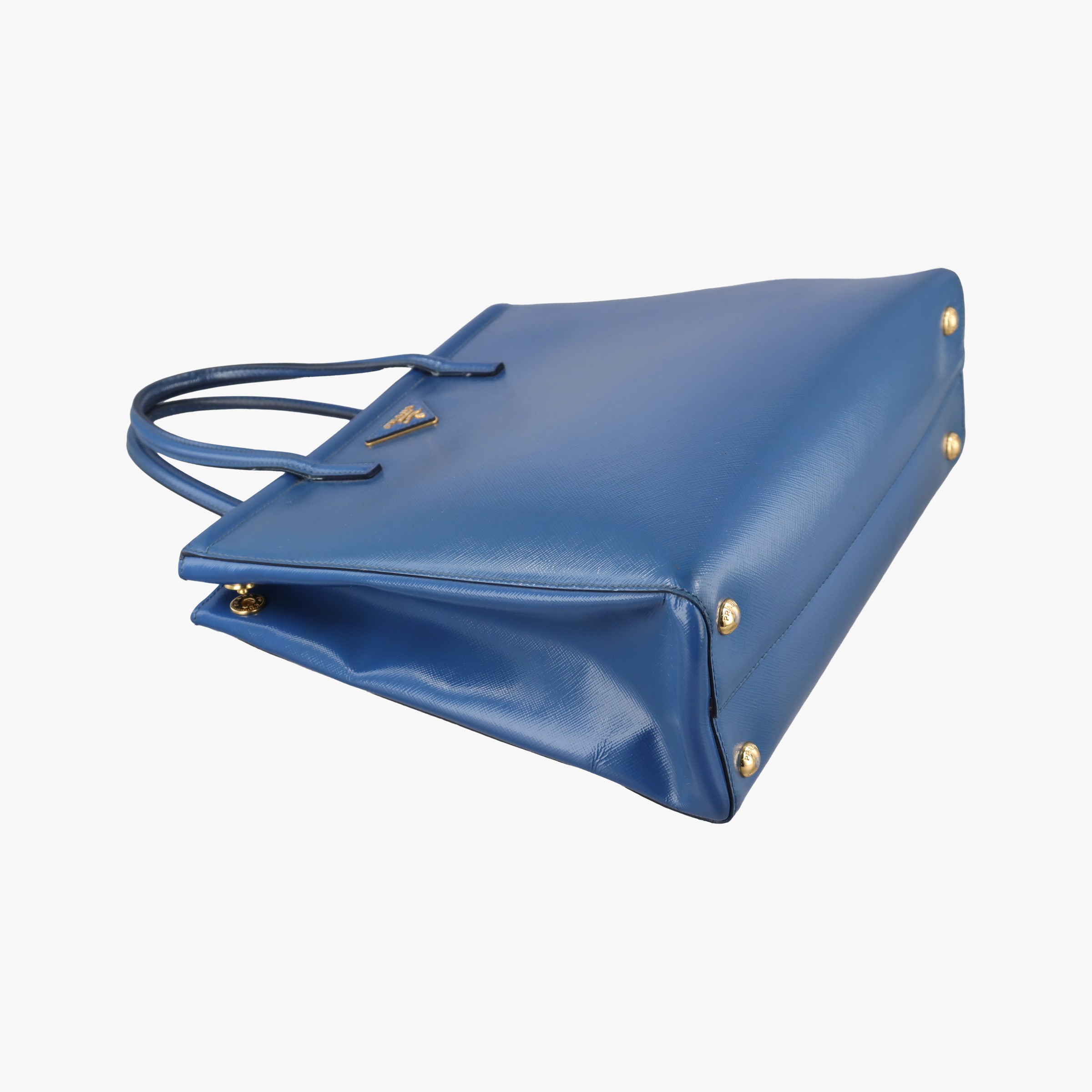 Pre-owned Prada Parabole Tote Blue Patent BN2411 handbag | stylenewstar