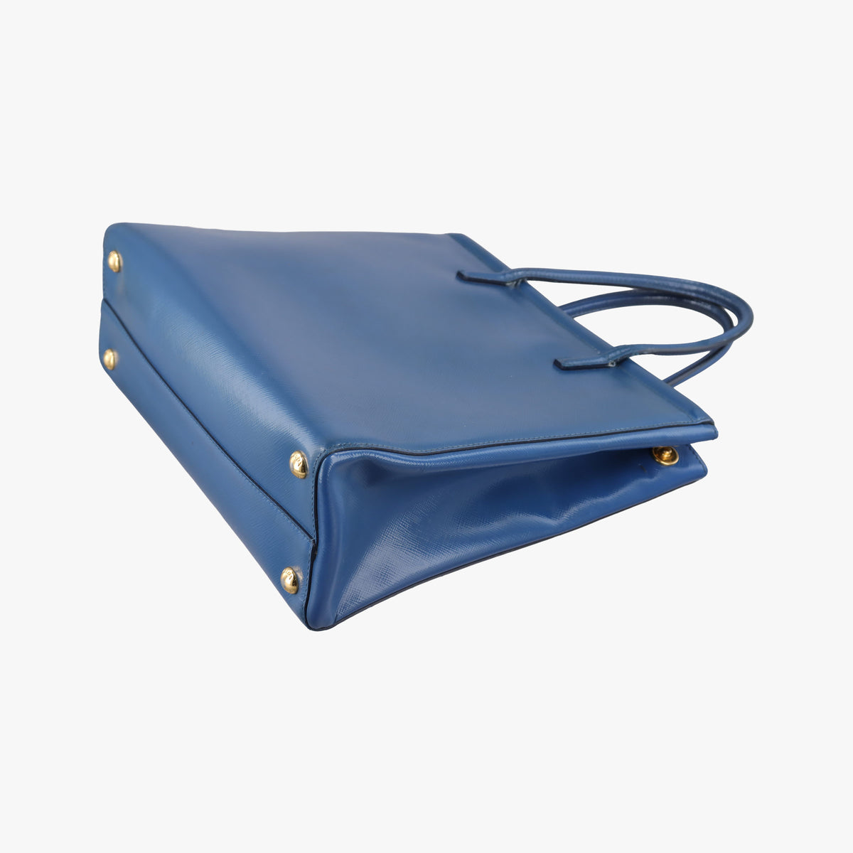 Pre-owned Prada Parabole Tote Blue Patent BN2411 handbag | stylenewstar