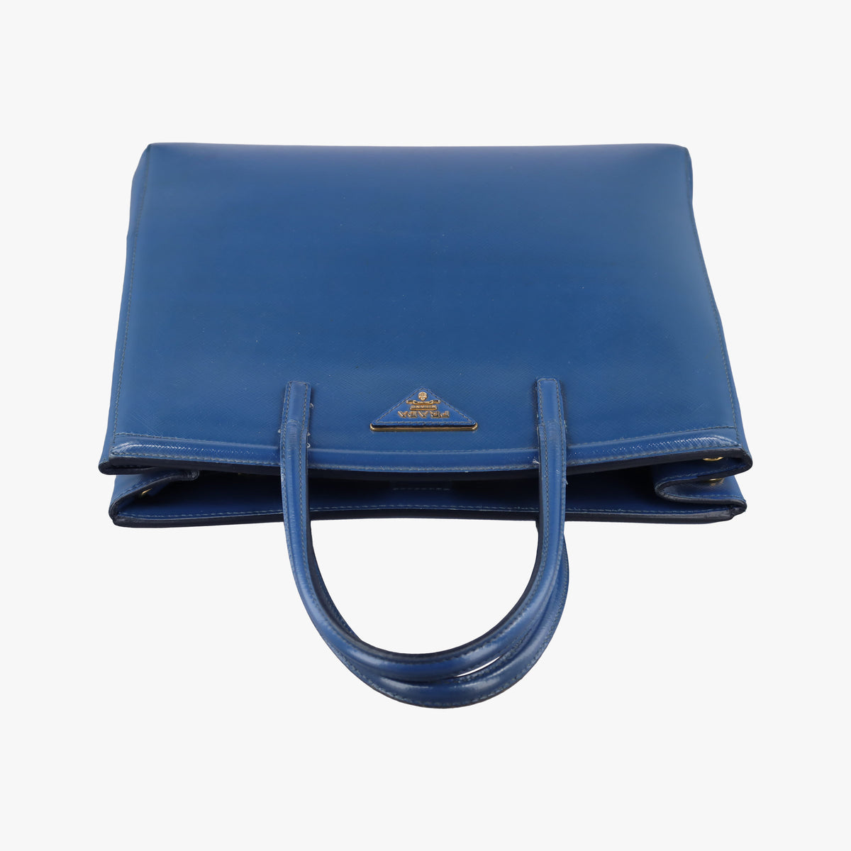 Pre-owned Prada Parabole Tote Blue Patent BN2411 handbag | stylenewstar
