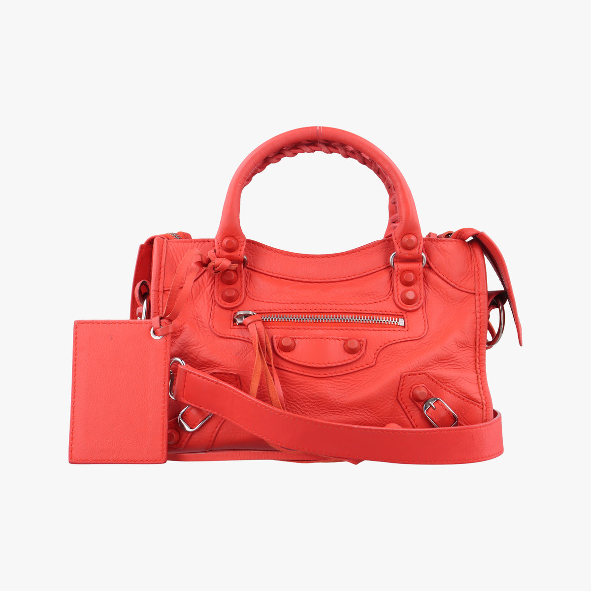 Pre-owned Balenciaga Electric Perforated Motorcycle City Orangered lambskin  shoulderbag | stylenewstar