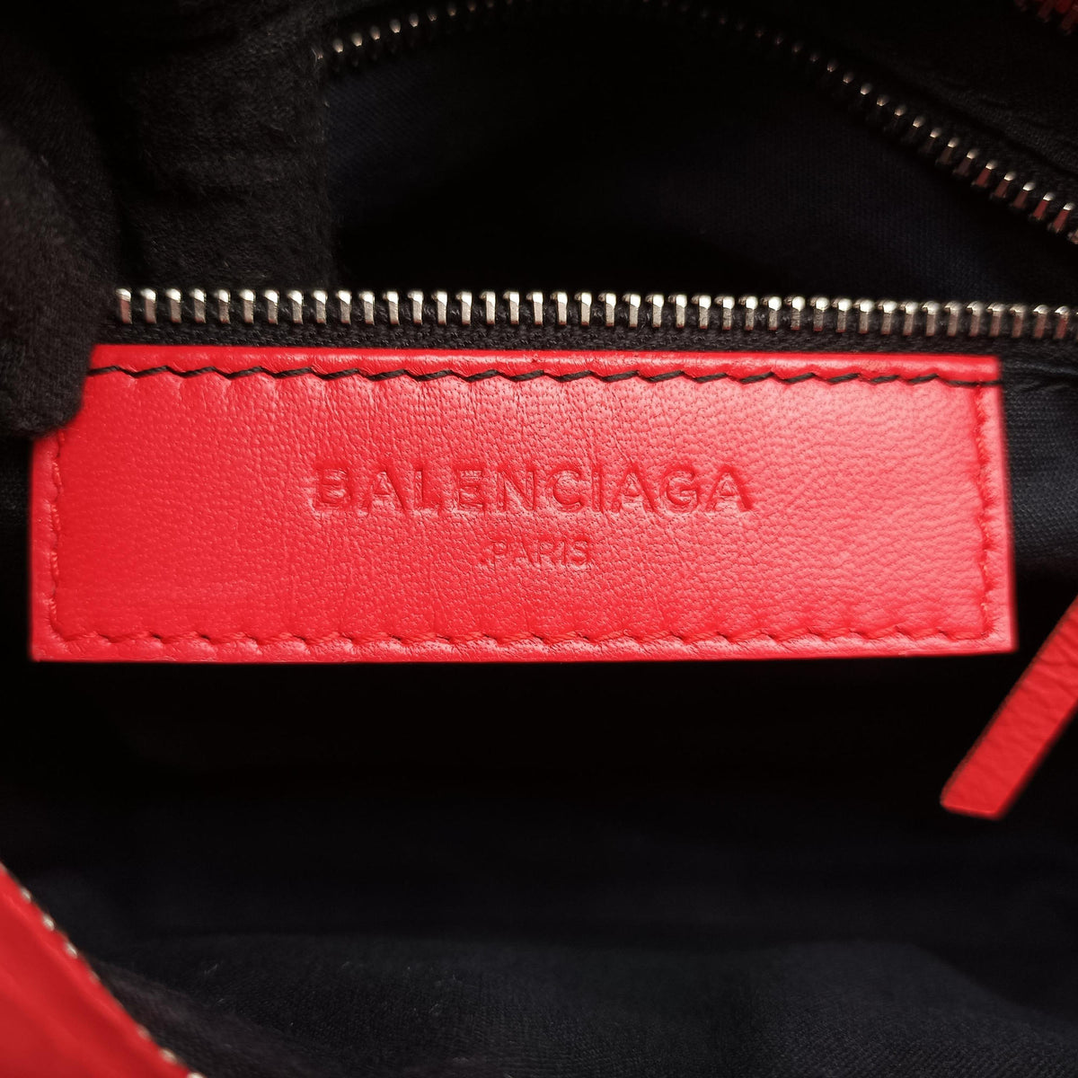 Pre-owned Balenciaga Electric Perforated Motorcycle City Orangered lambskin  shoulderbag | stylenewstar