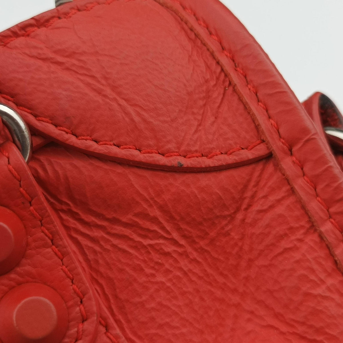 Pre-owned Balenciaga Electric Perforated Motorcycle City Orangered lambskin  shoulderbag | stylenewstar