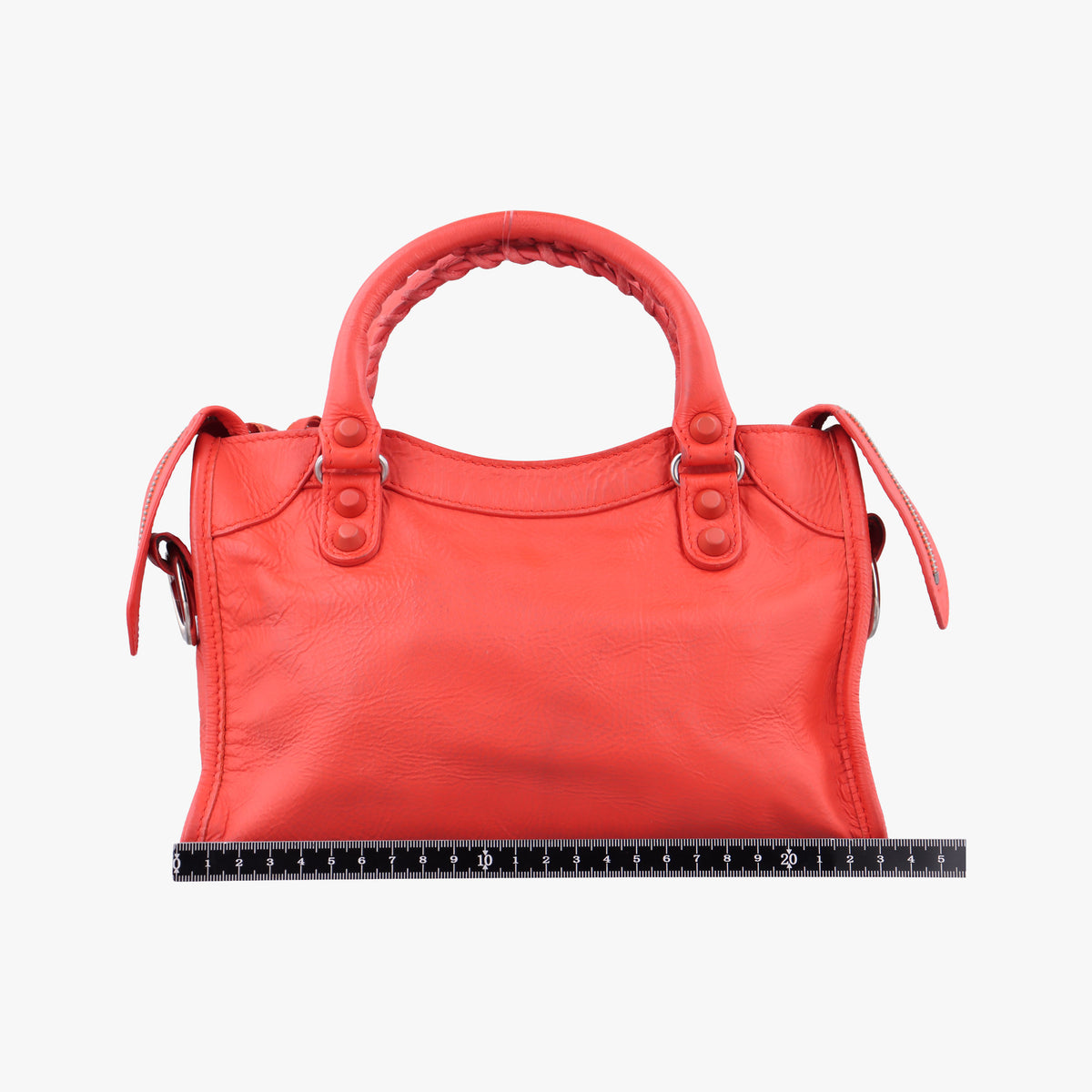 Pre-owned Balenciaga Electric Perforated Motorcycle City Orangered lambskin  shoulderbag | stylenewstar