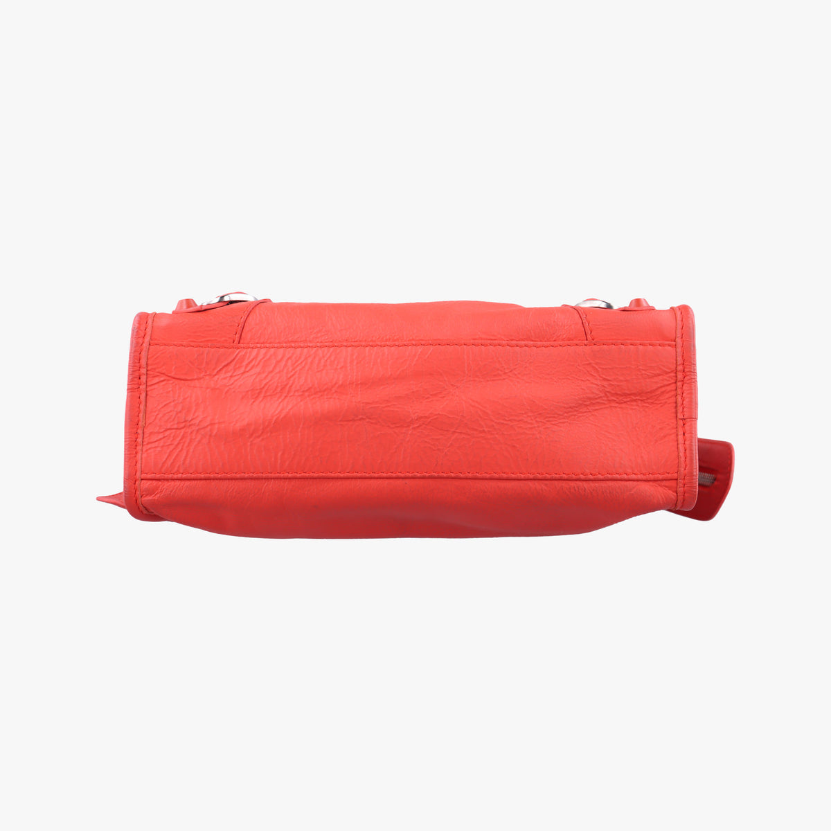 Pre-owned Balenciaga Electric Perforated Motorcycle City Orangered lambskin  shoulderbag | stylenewstar