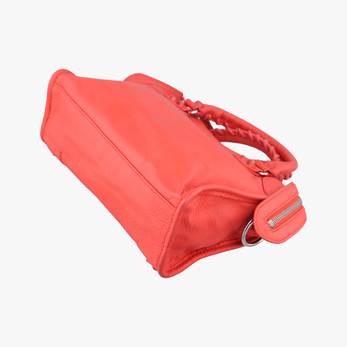 Pre-owned Balenciaga Electric Perforated Motorcycle City Orangered lambskin  shoulderbag | stylenewstar