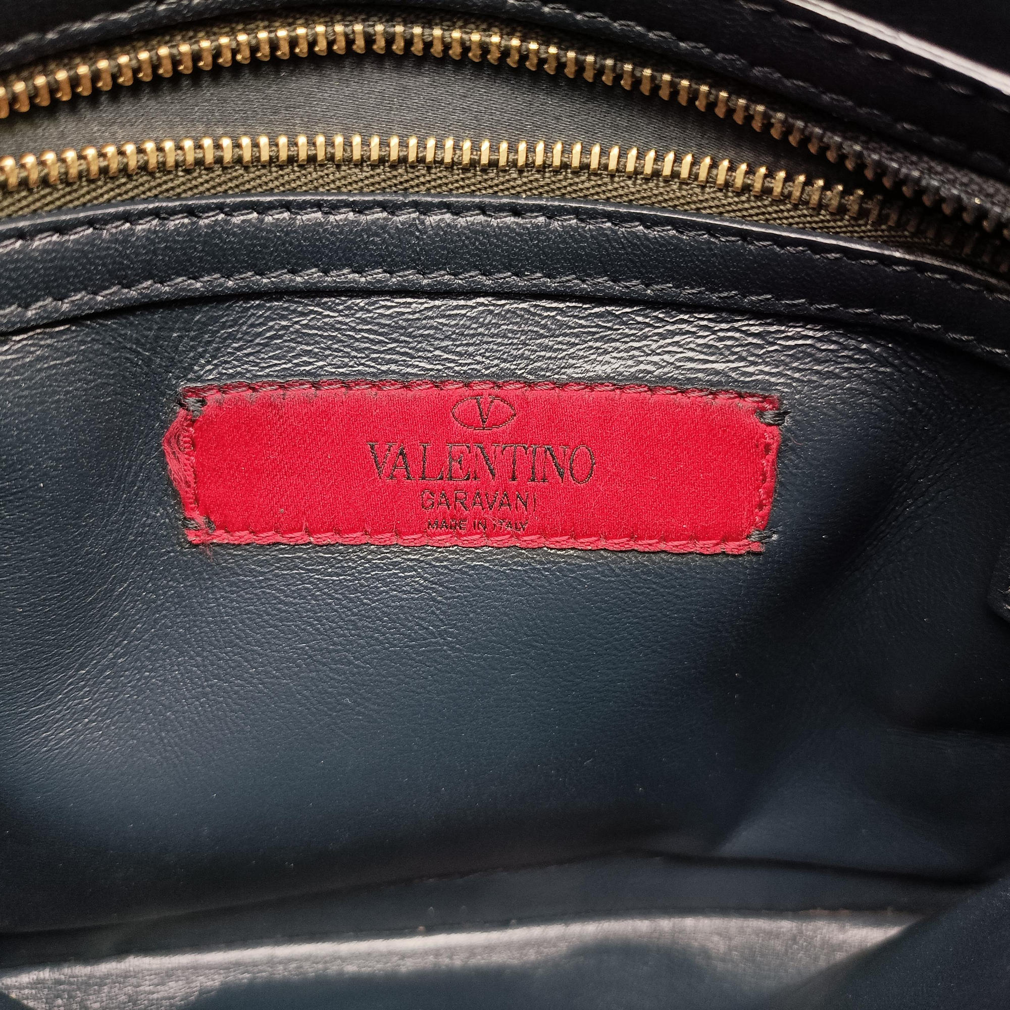 Pre-owned Valentino Studded Chain Flap Black Leather  shoulderbag | stylenewstar