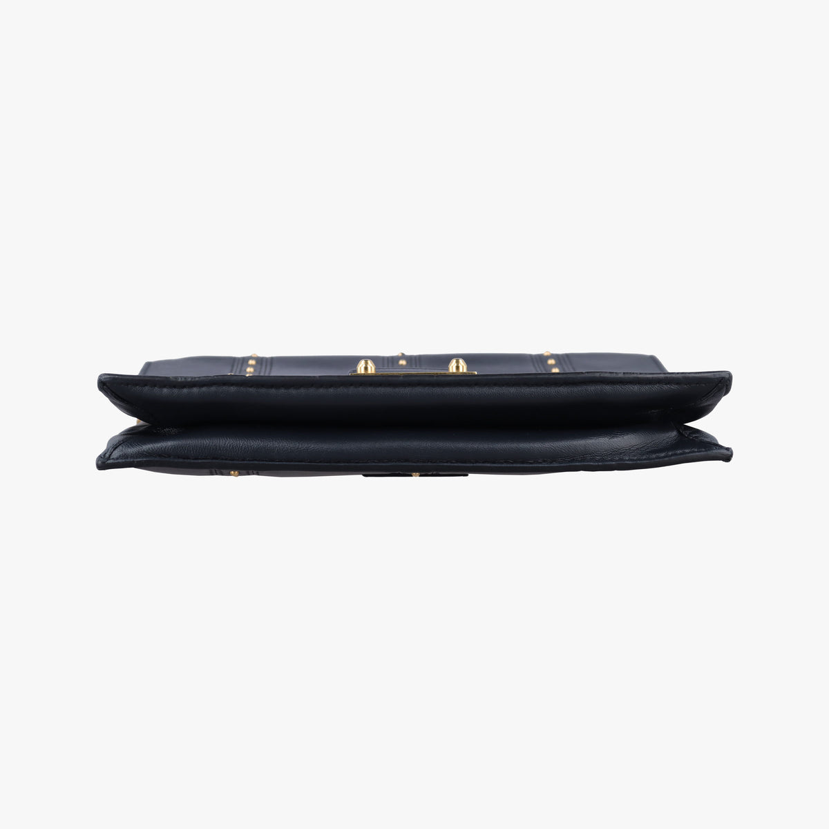 Pre-owned Valentino Studded Chain Flap Black Leather  shoulderbag | stylenewstar