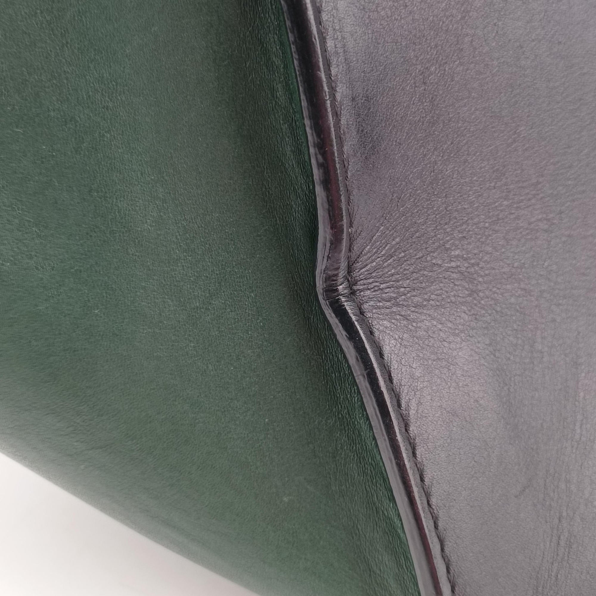 Pre-owned Celine Trapeze Green×Black Leather  shoulderbag | stylenewstar
