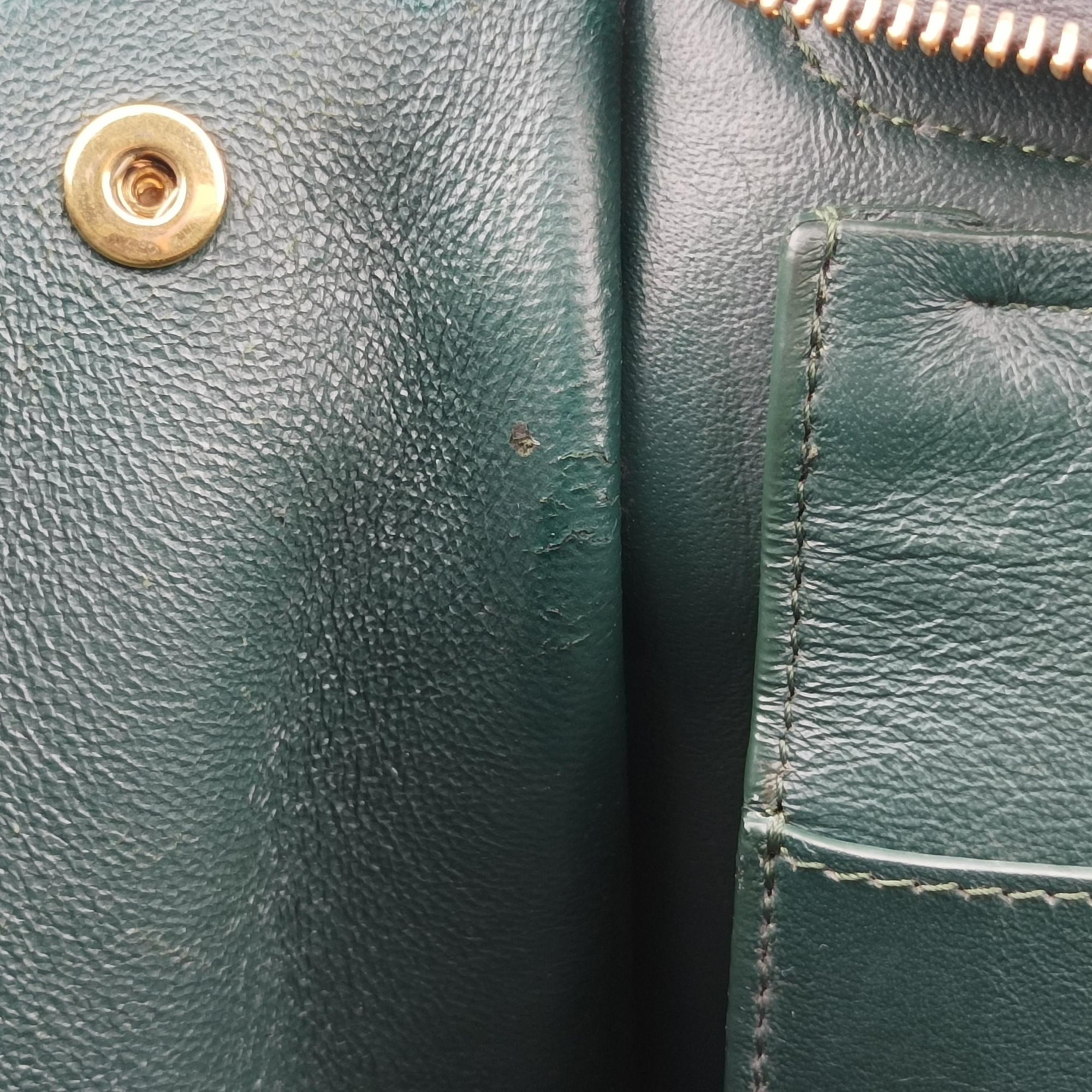 Pre-owned Celine Trapeze Green×Black Leather  shoulderbag | stylenewstar