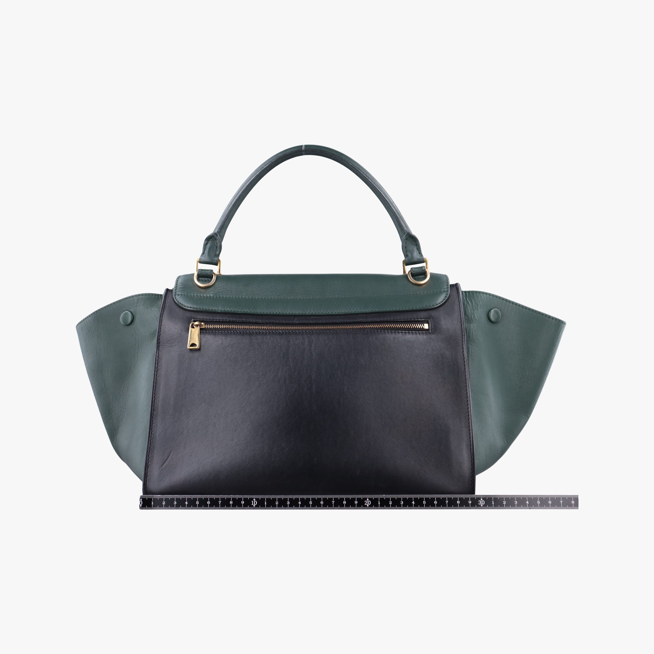 Pre-owned Celine Trapeze Green×Black Leather  shoulderbag | stylenewstar