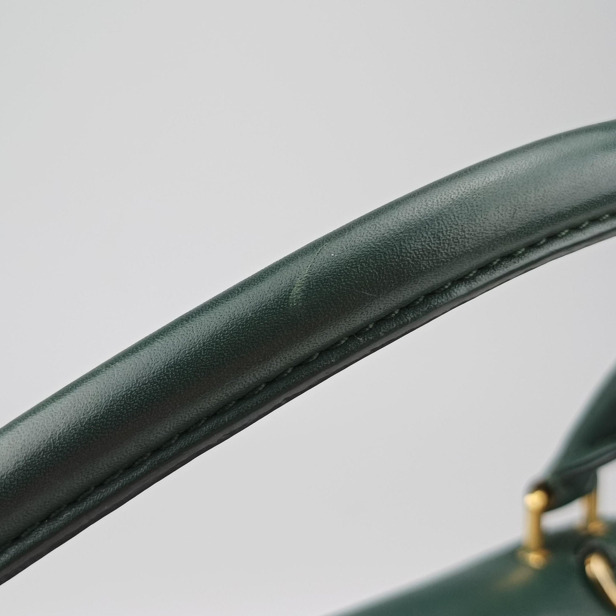 Pre-owned Celine Trapeze Green×Black Leather  shoulderbag | stylenewstar