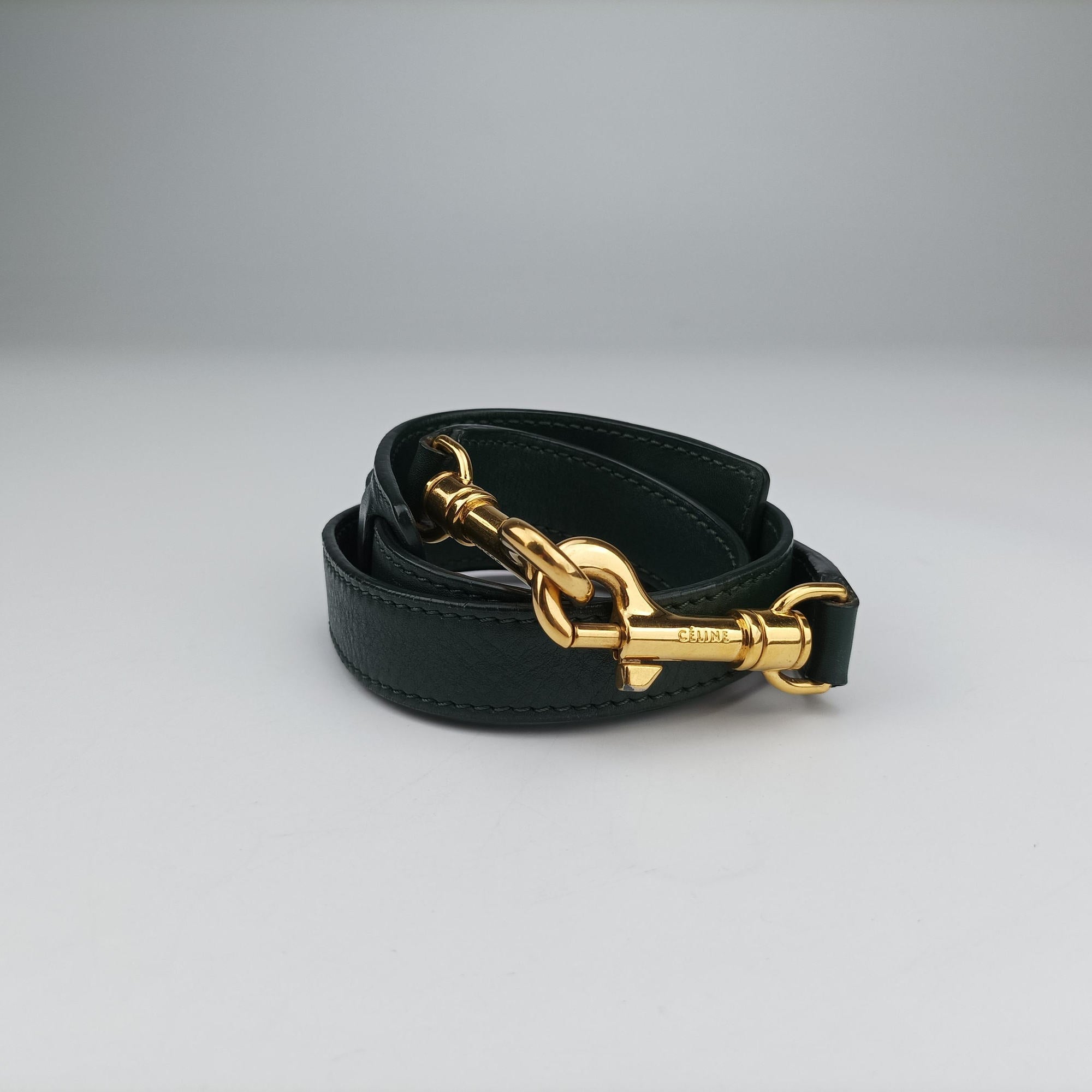 Pre-owned Celine Trapeze Green×Black Leather  shoulderbag | stylenewstar