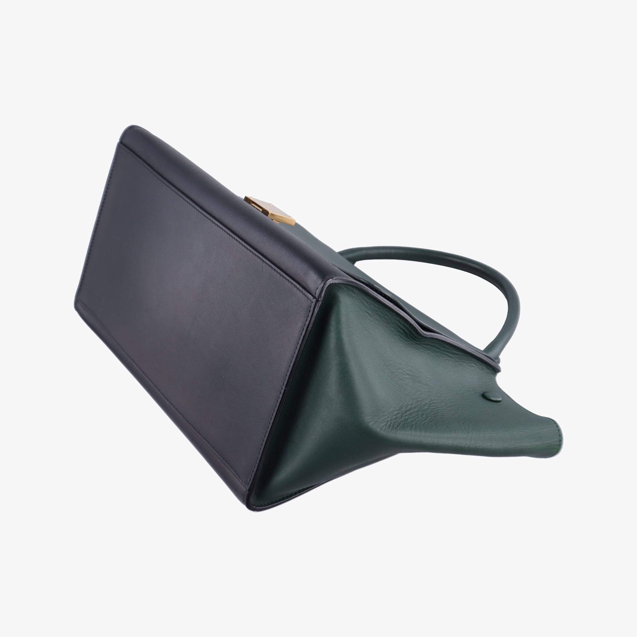 Pre-owned Celine Trapeze Green×Black Leather  shoulderbag | stylenewstar