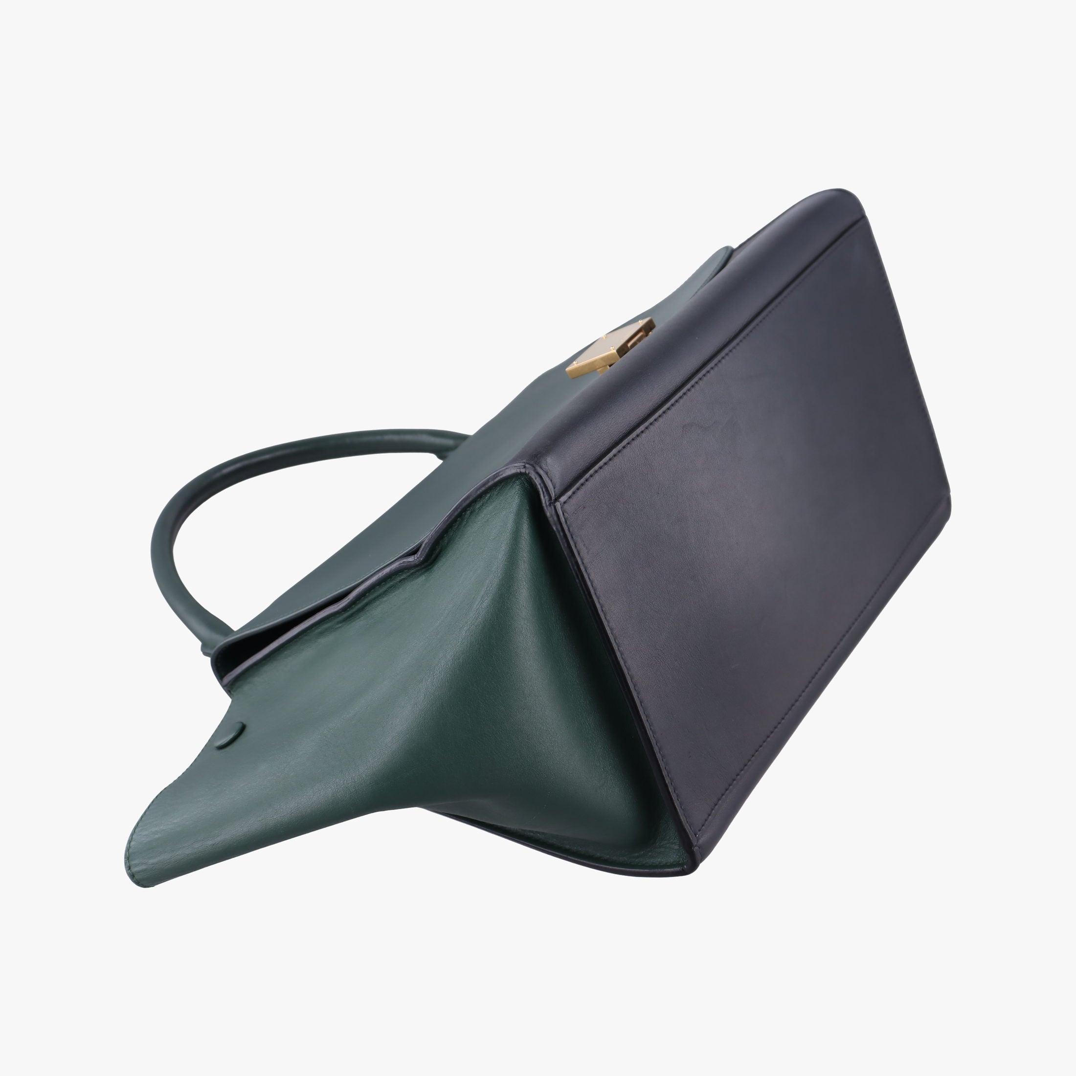 Pre-owned Celine Trapeze Green×Black Leather  shoulderbag | stylenewstar