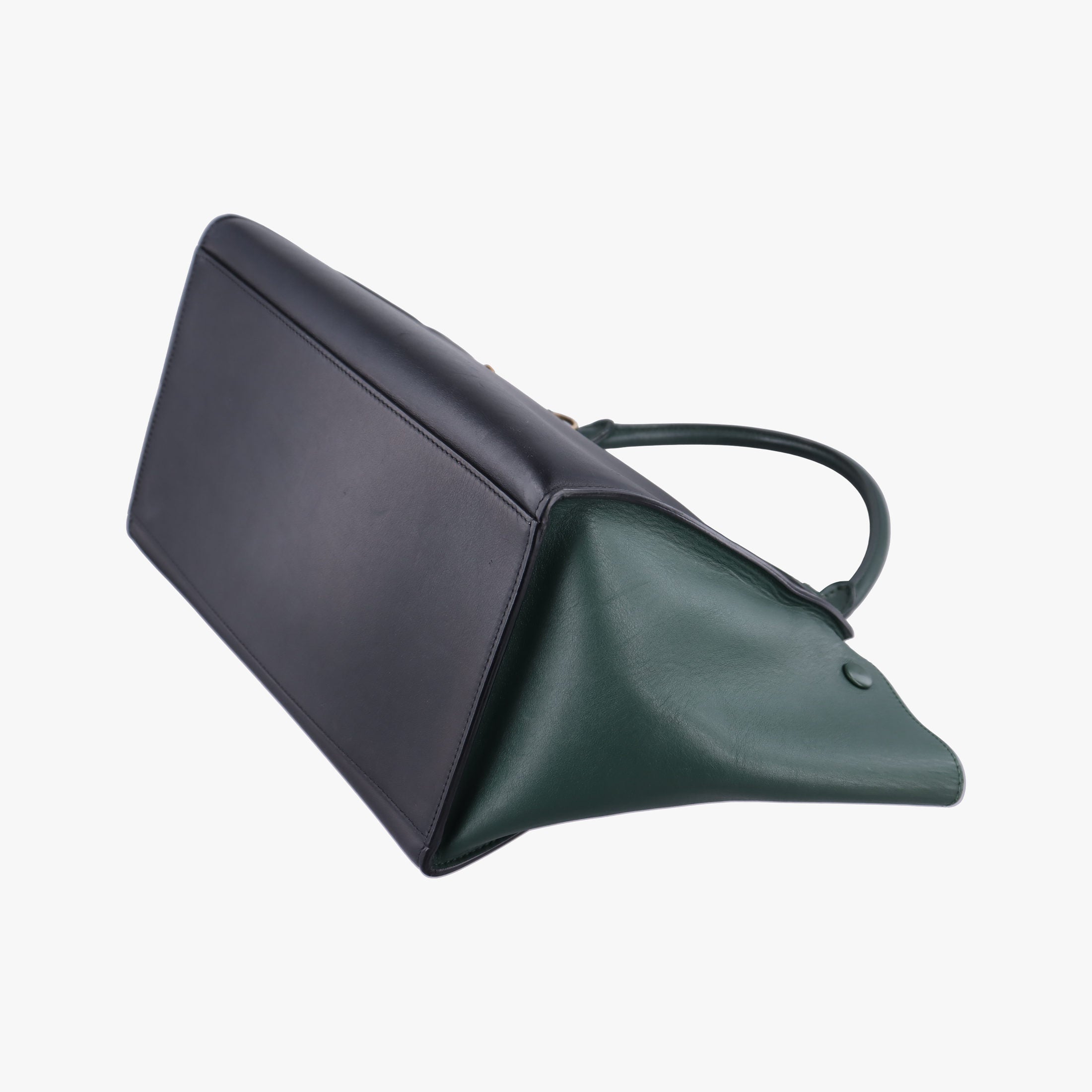 Pre-owned Celine Trapeze Green×Black Leather  shoulderbag | stylenewstar