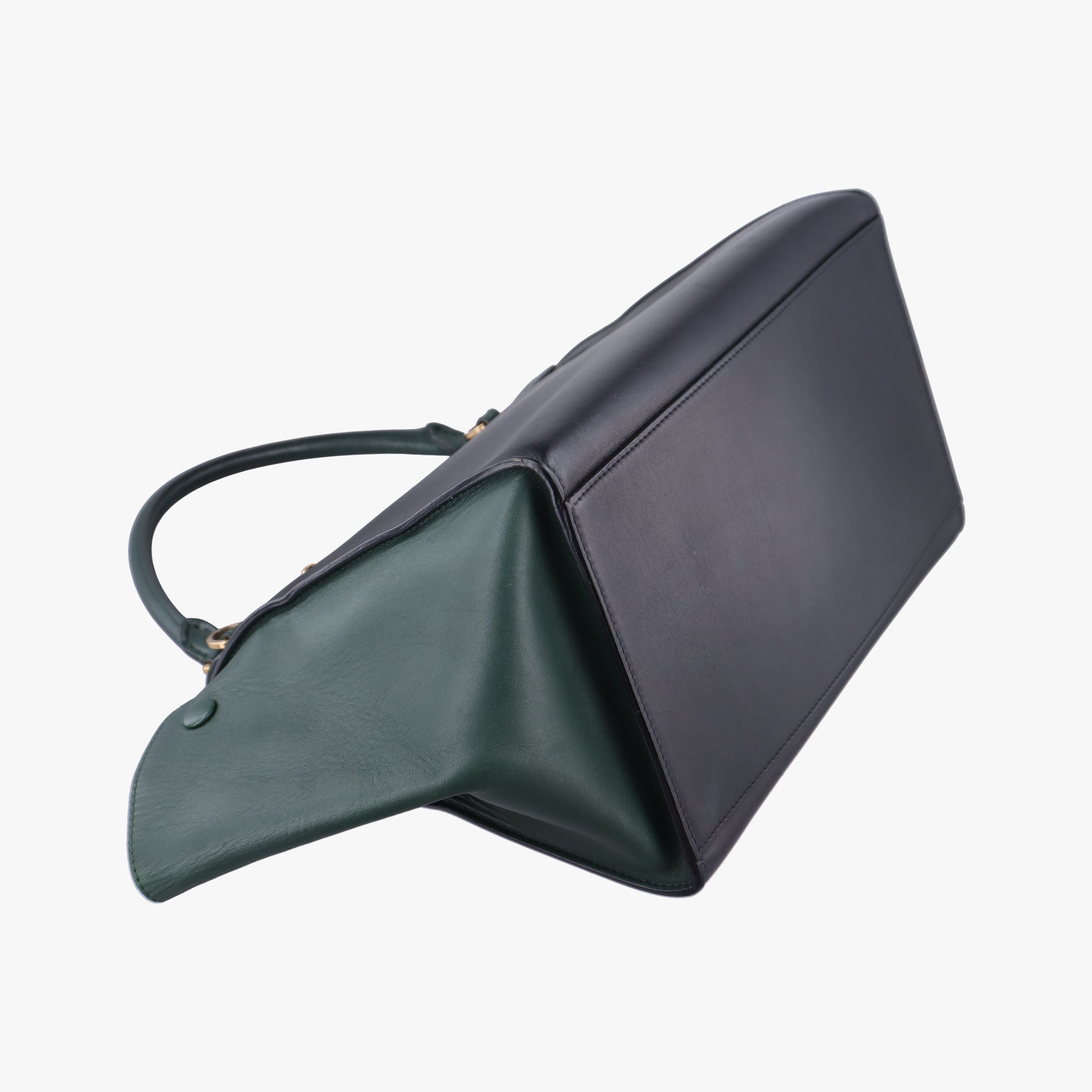 Pre-owned Celine Trapeze Green×Black Leather  shoulderbag | stylenewstar