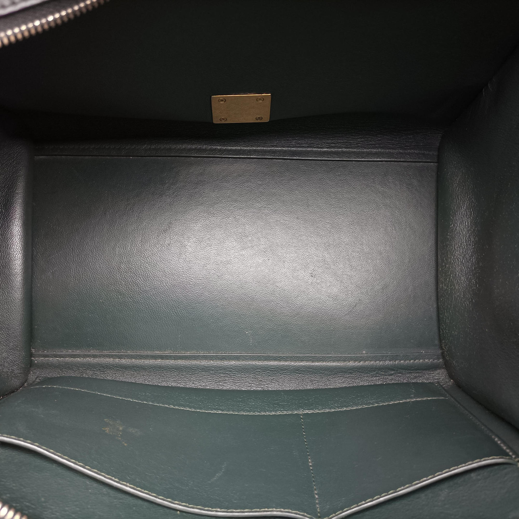 Pre-owned Celine Trapeze Green×Black Leather  shoulderbag | stylenewstar