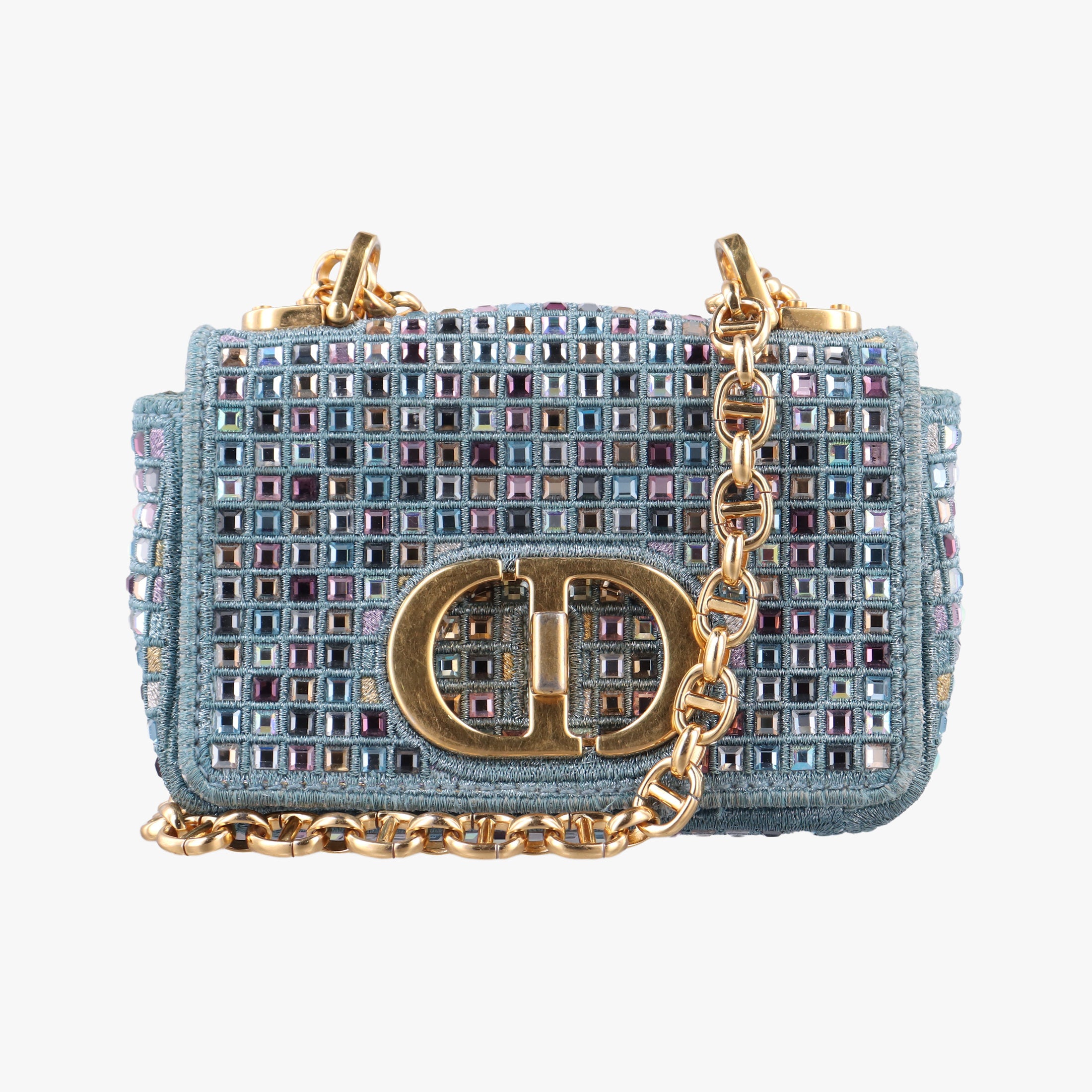 Pre-owned Christian Dior Caro Strass Micro Blue Fabric × Strass  shoulderbag | stylenewstar
