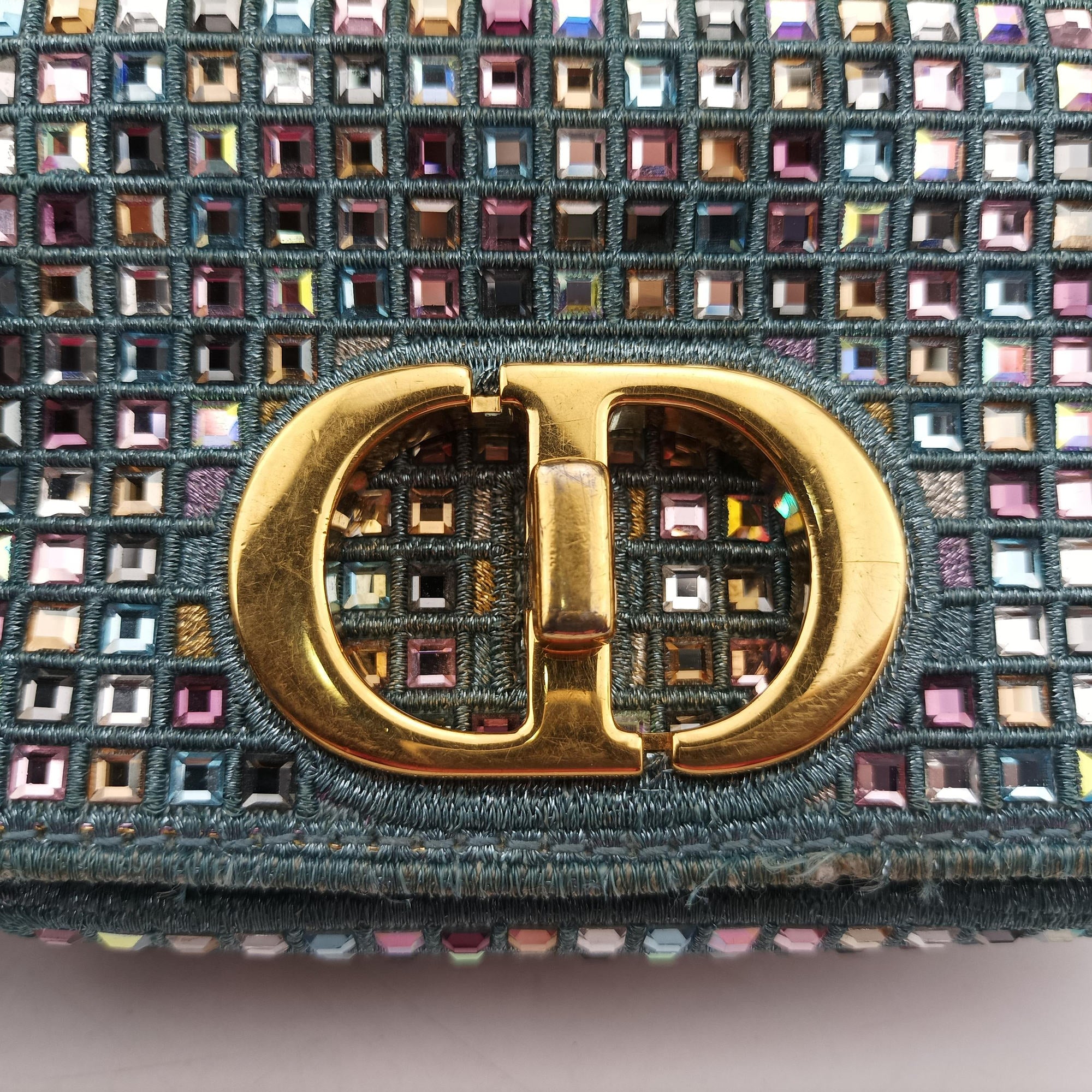 Pre-owned Christian Dior Caro Strass Micro Blue Fabric × Strass  shoulderbag | stylenewstar