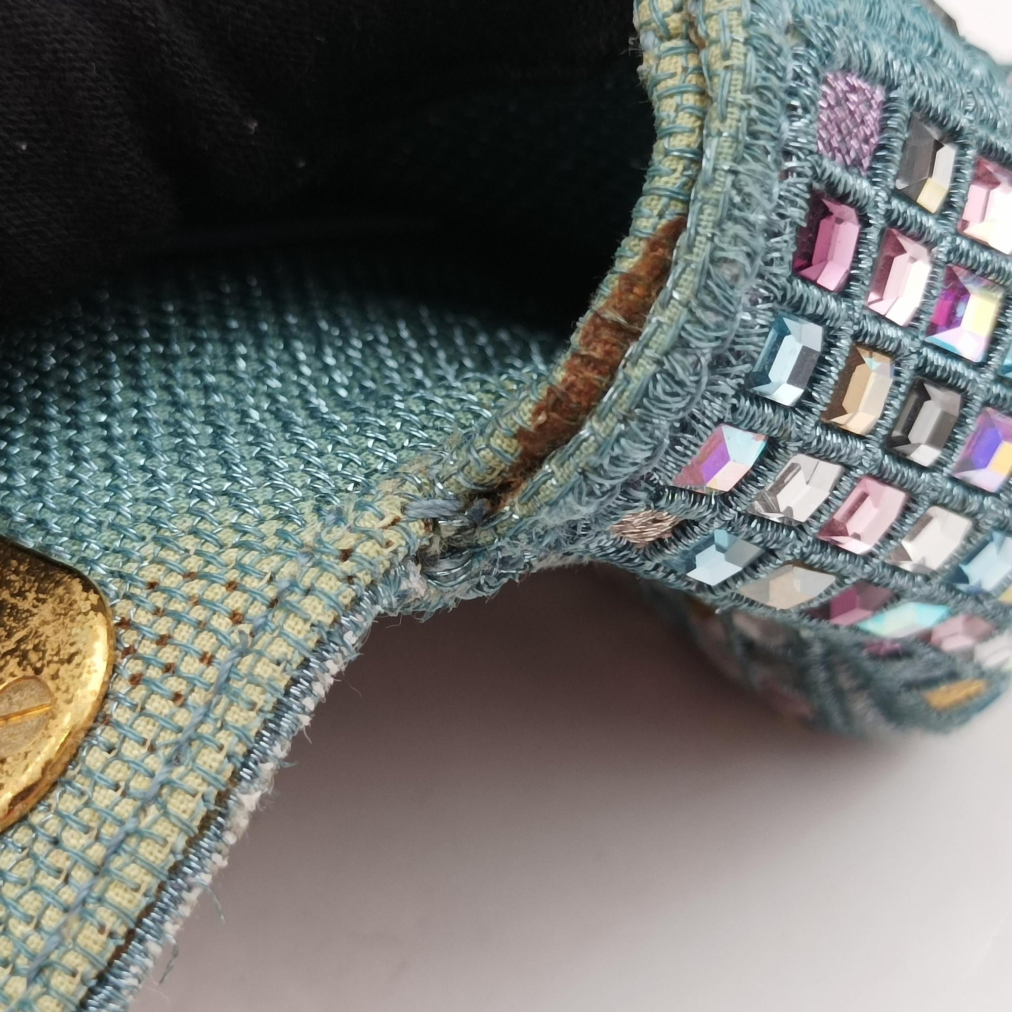 Pre-owned Christian Dior Caro Strass Micro Blue Fabric × Strass  shoulderbag | stylenewstar
