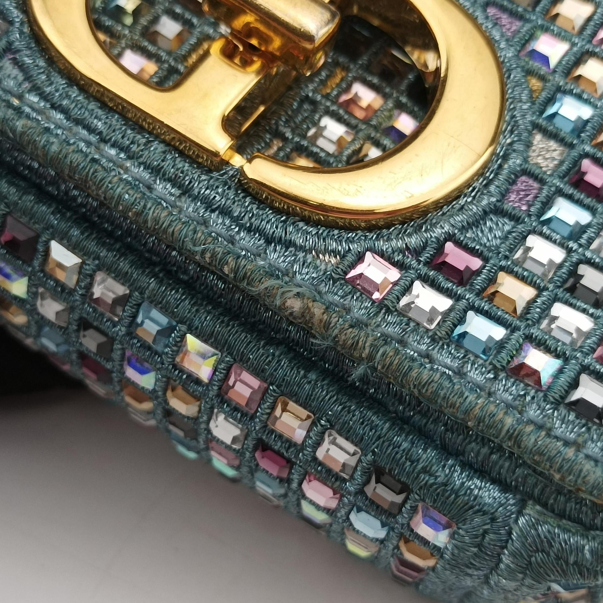 Pre-owned Christian Dior Caro Strass Micro Blue Fabric × Strass  shoulderbag | stylenewstar