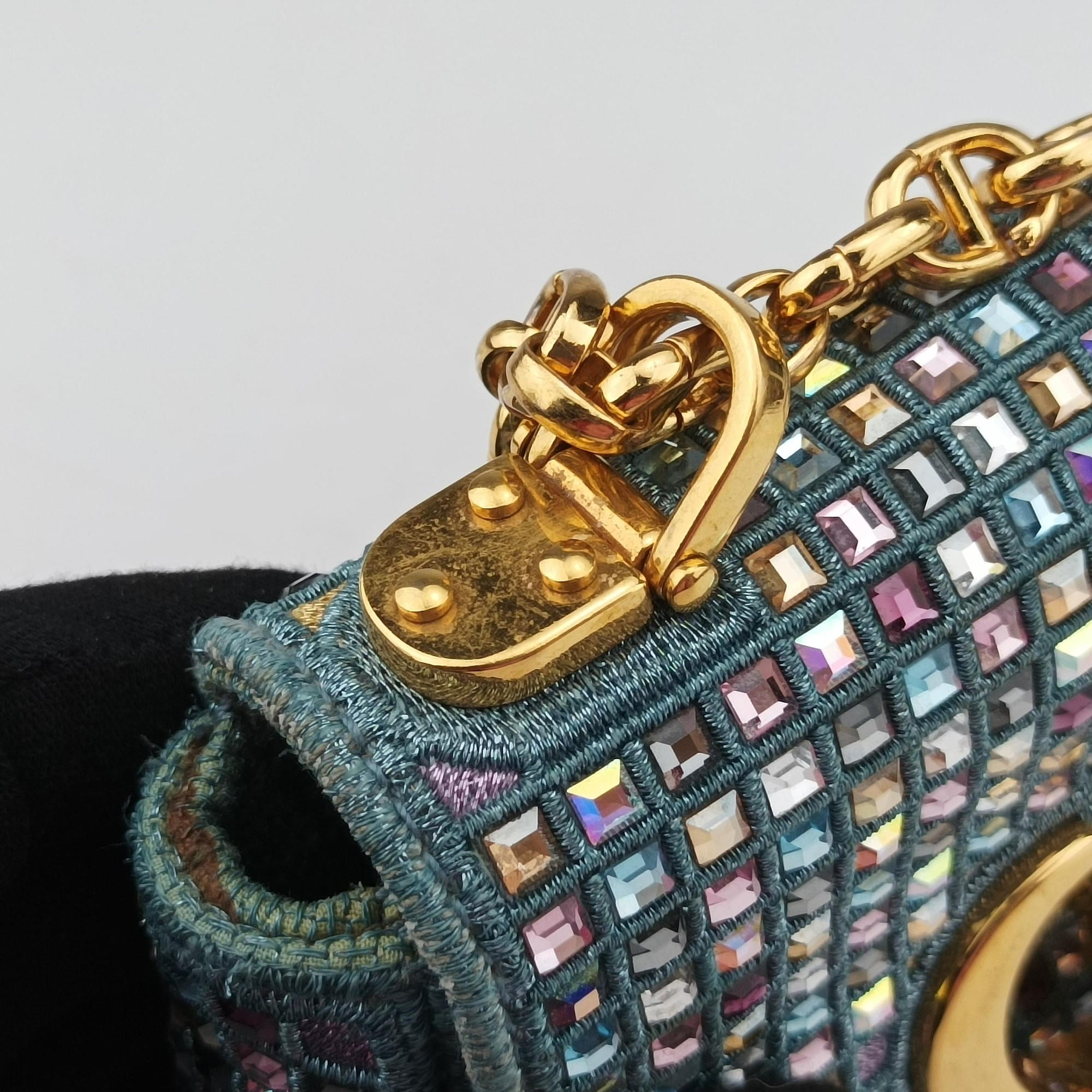 Pre-owned Christian Dior Caro Strass Micro Blue Fabric × Strass  shoulderbag | stylenewstar