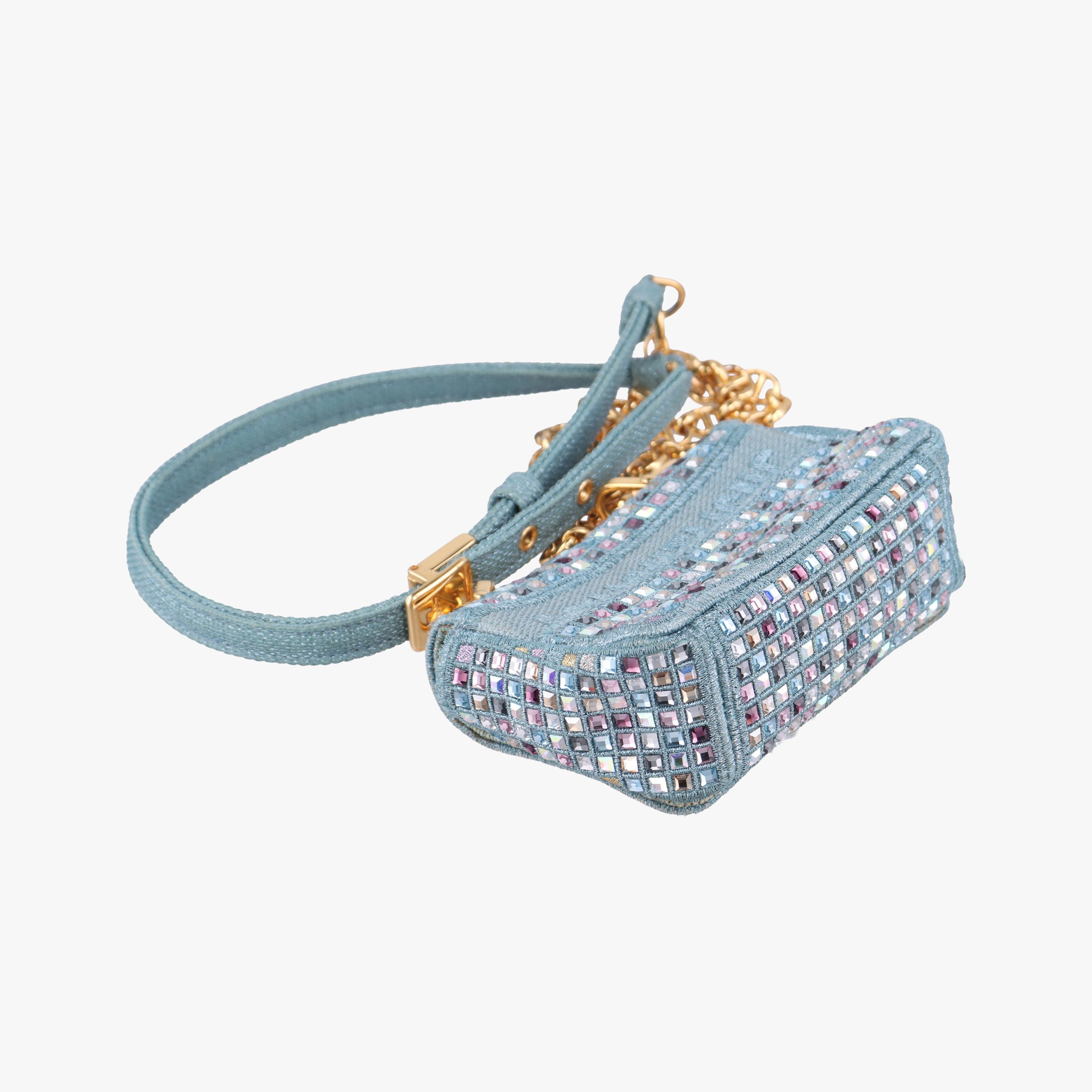 Pre-owned Christian Dior Caro Strass Micro Blue Fabric × Strass  shoulderbag | stylenewstar