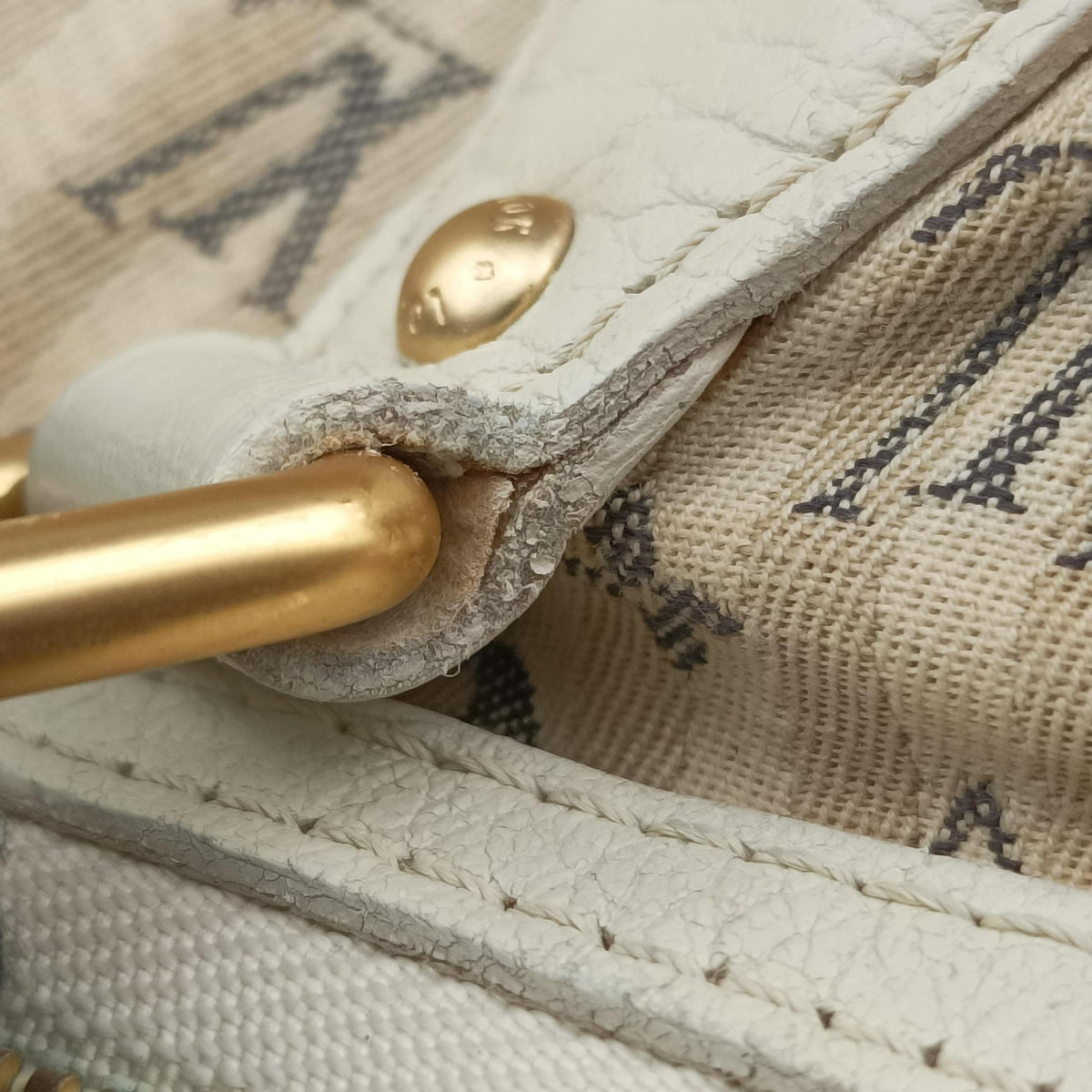 Pre-owned Louis Vuitton Marina GM Blanc Monogram Mini Lin Croisette M95492 shoulderbag | stylenewstar